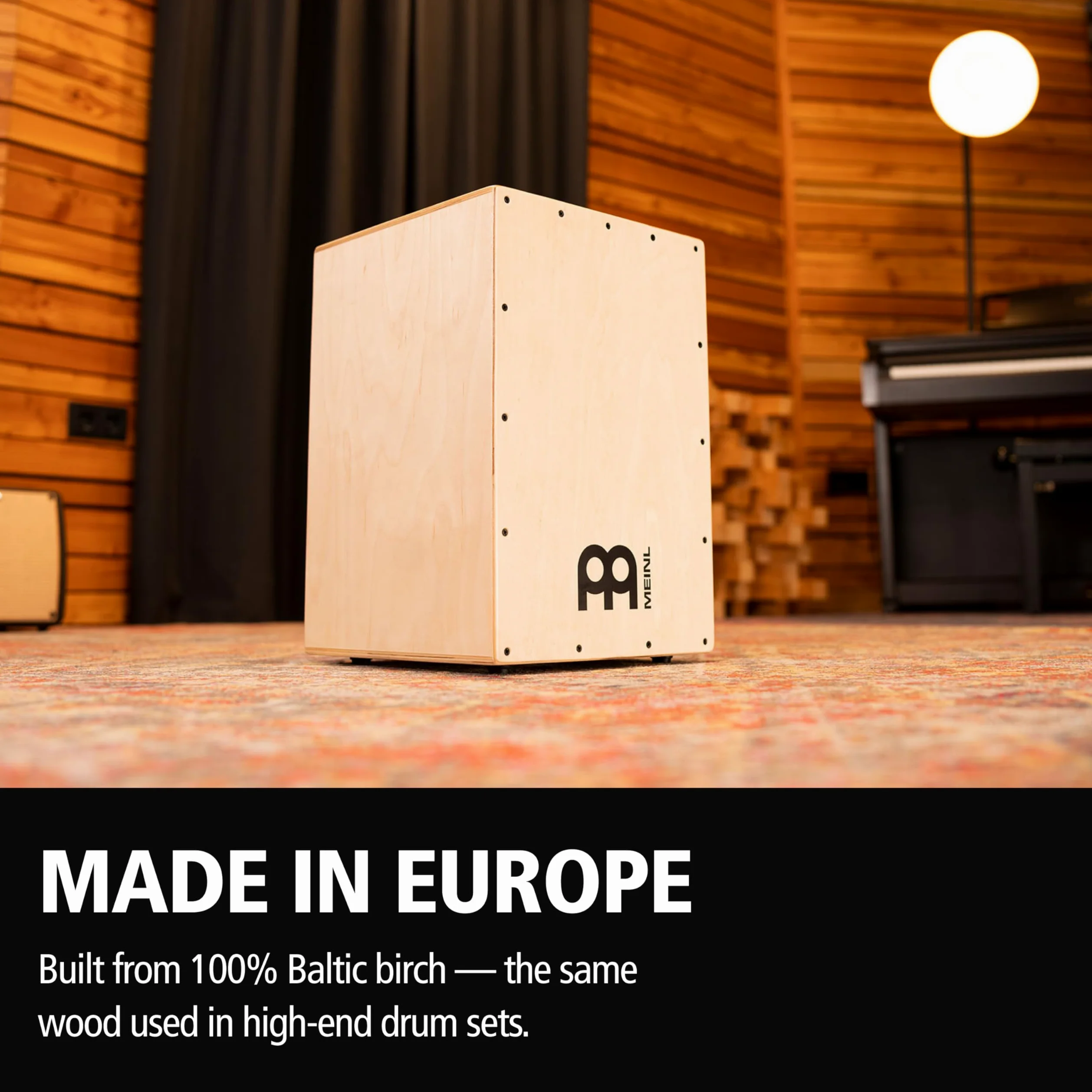Meinl Percussion Headliner Cajon Instrument - Drum Box Compatto con Suono Snare e Suono Basso - Superficie di Suono Betulla del Baltico (HCAJ100NT)