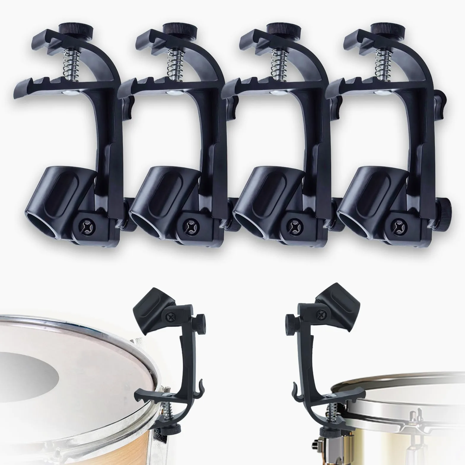 4 clip per microfono a tamburo regolabile, antiurto, supporto per microfono universale, per microfono da 18 – 28 mm, clip per microfono antiurto