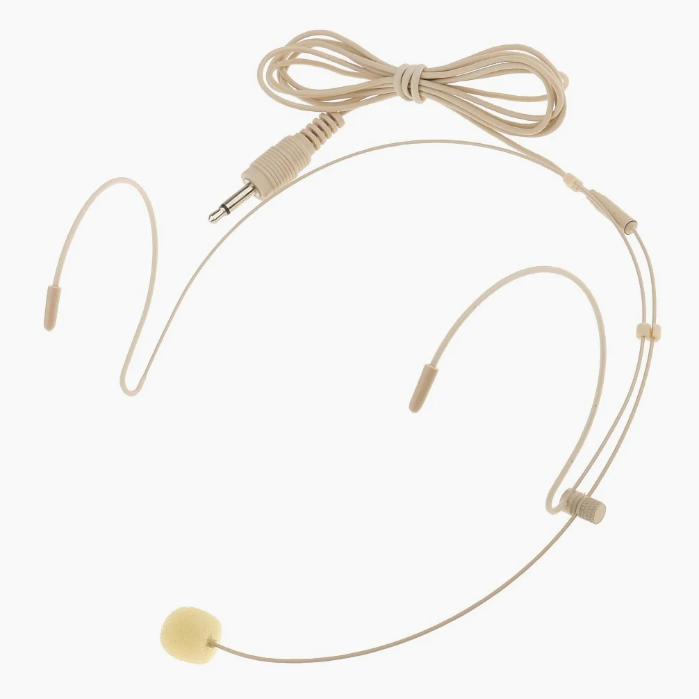 MagiDeal Professionale Gancio Auricolare Microfono A Testa Intestata Microfono Headworn per Palco Case di Culto Presentatori Docenti - Beige-3.5mm