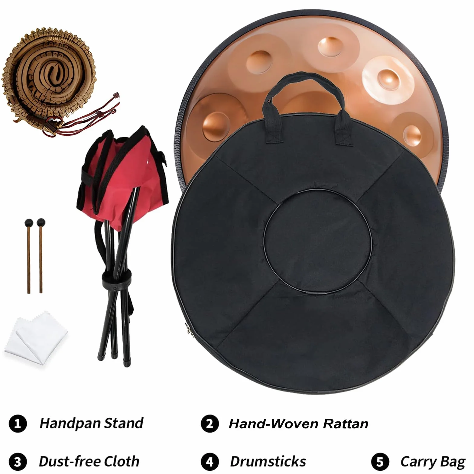 Handpan Drum 432Hz/440Hz, 9/10/12 Note Strumento A Percussione da 55cm con Treppiede, Handpan in Acciaio per Meditazione, Yoga E Guarigione Sonora (Color : 440Hz, Size : 12 Notes)