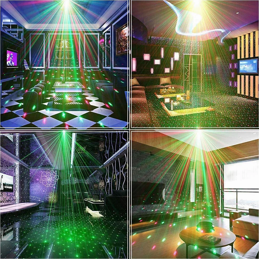 Luci per feste, discoteca, DJ, rave palcoscenico, proiettori con effetto sonoro, luce stroboscopica per feste, casa, spettacoli, bar, club, compleanni, pub, Natale, vacanze (DJ Light)