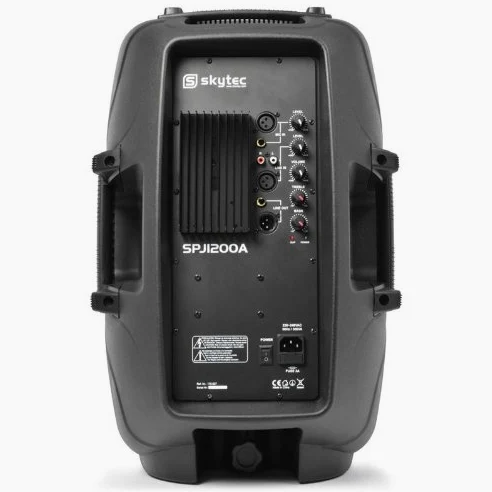 Skytec SPJ1200A Cassa attiva amplificata diffusore (600 Watt, subwoofer da 30 CM, XLR, ABS, MIC IN)