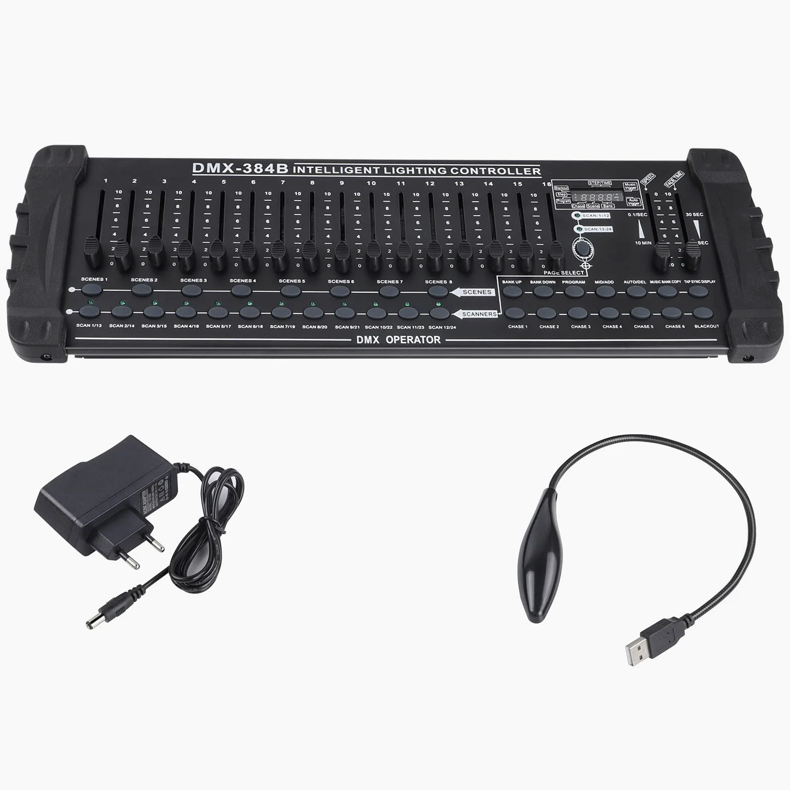 D-MX Controller, Controllo MIDI Illuminazione Fog D-MX a 384 Canali, Console di Missaggio Luci, Console D-MX per Luci DJ, Spettacoli di Luci per Feste, Discoteca, Pub, Night Club, Bar e Teste Mobili