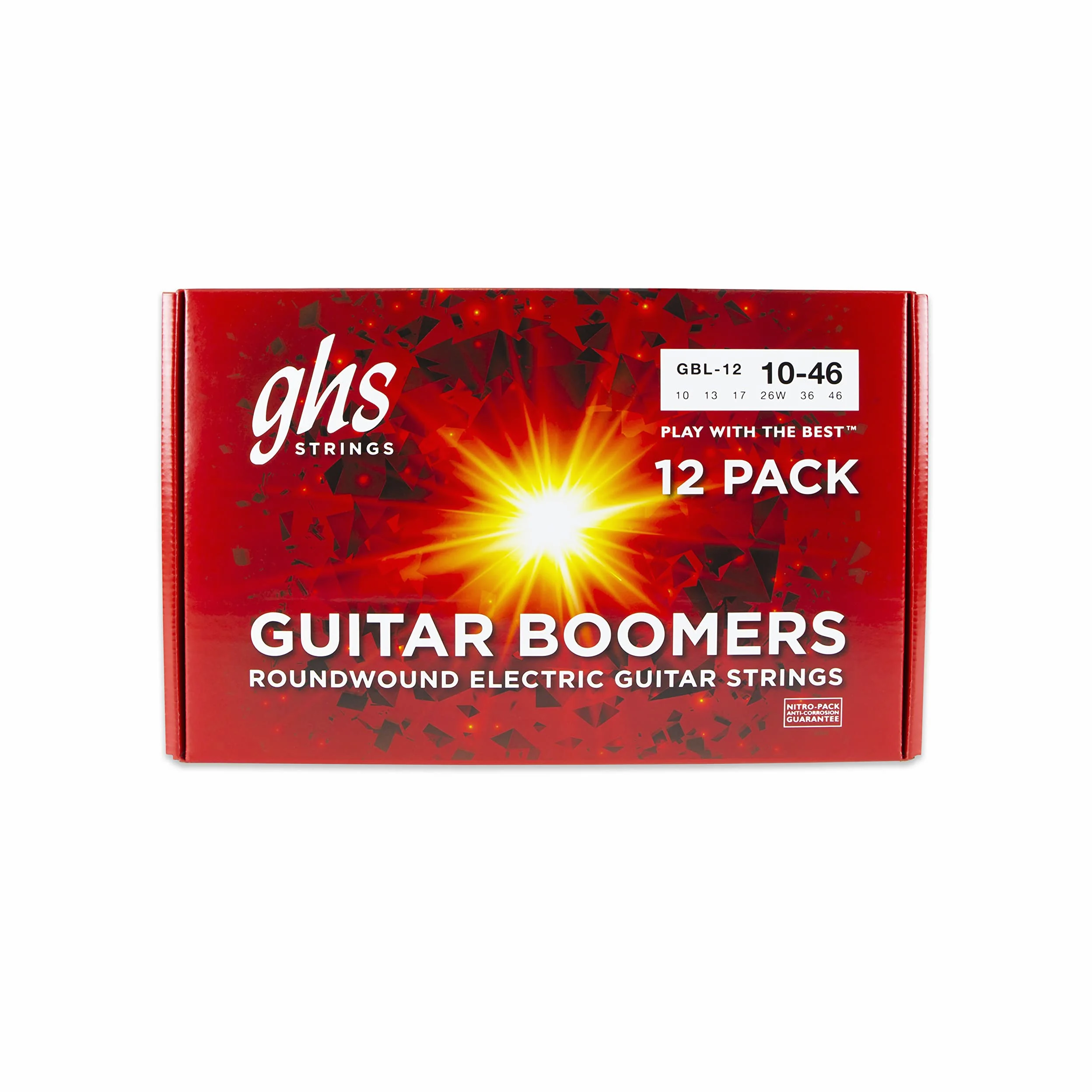 GHS Strings - GBL-12 pack Nickel Plated Electric Guitar String, Light, 10-46, Pack of 12