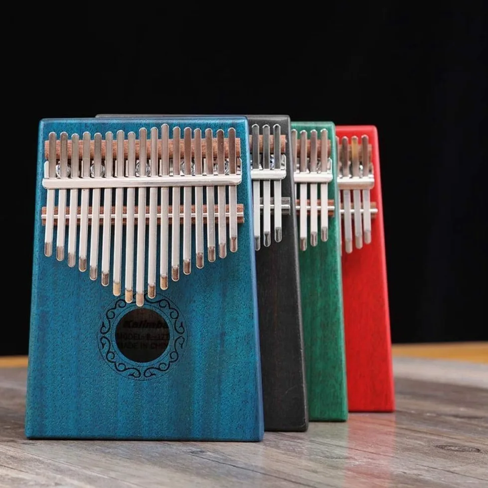 Pianoforte Kalimba a 17 tasti, in mogano, strumento musicale, ottima idea regalo, BLUE