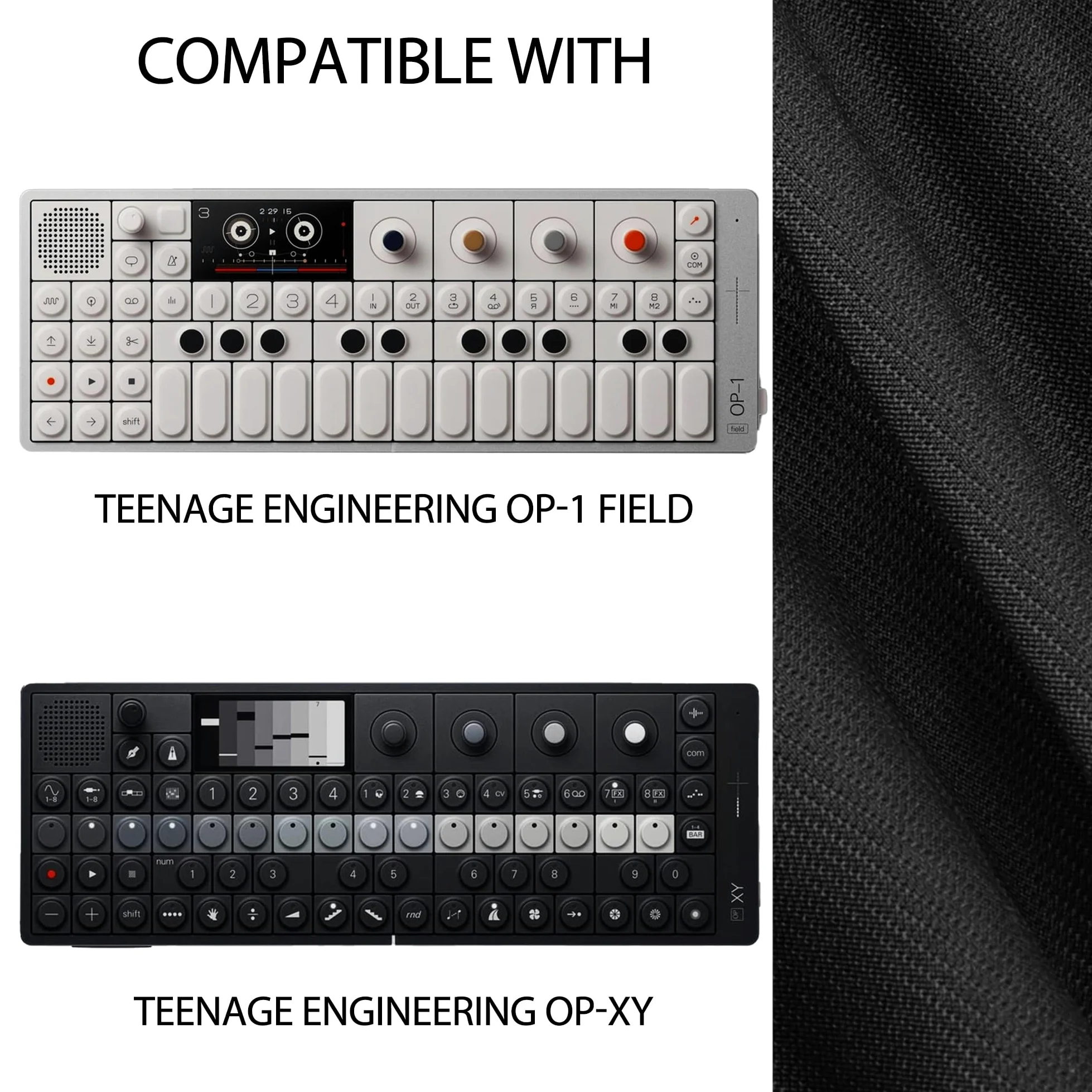 Musiin Custodia per sintetizzatore audio compatibile con Teenage Engineering OP-1 Field/OP-XY, custodia portatile per attrezzatura musicale con tasca superiore in rete e struttura scanalata per un