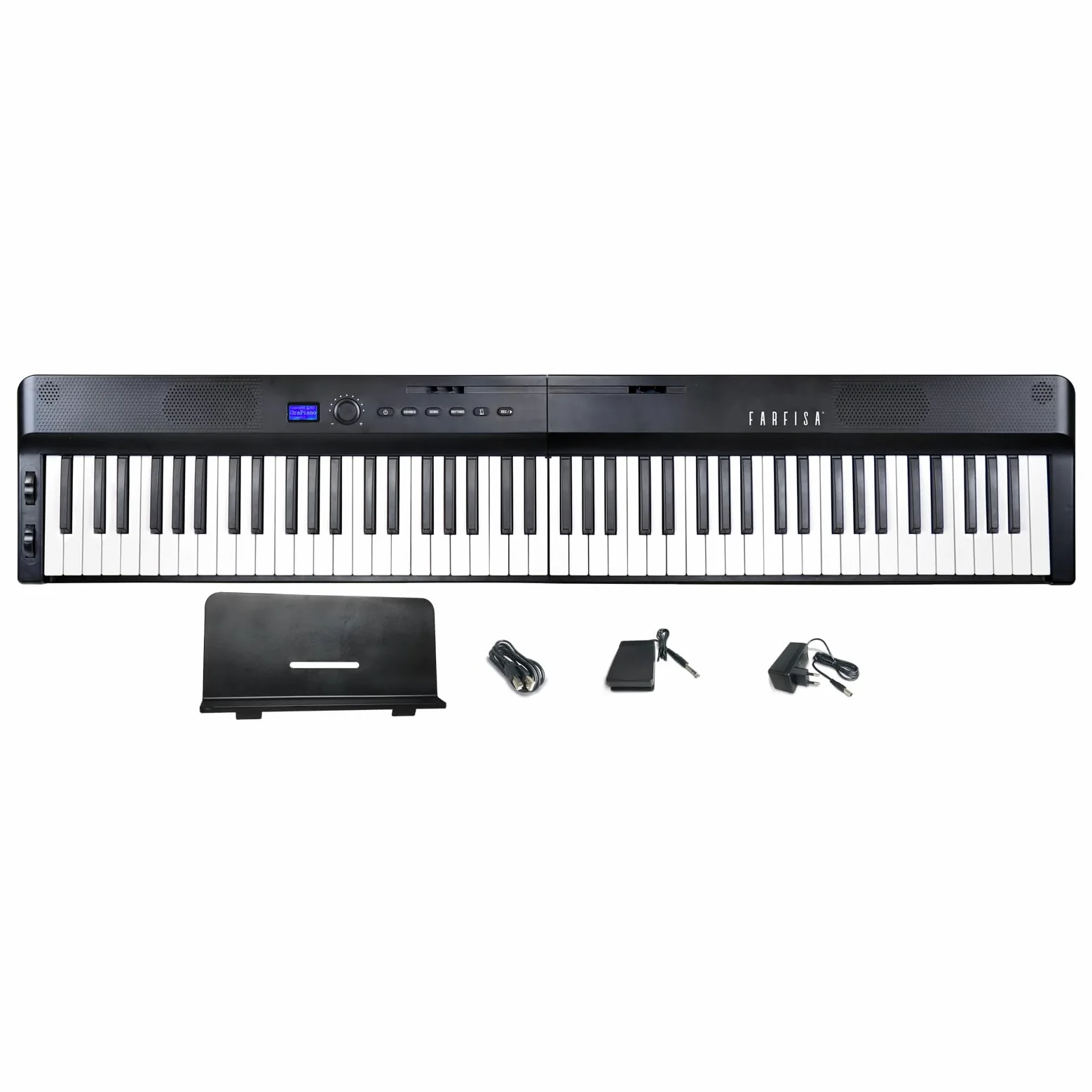 Farfisa | Piano Digitale MIDI Pieghevole e Portatile a 88 Tasti con funzione Touch, 2 Altoparlanti Stereo e Funzioni Didattiche Integrate, 126x25x6 cm