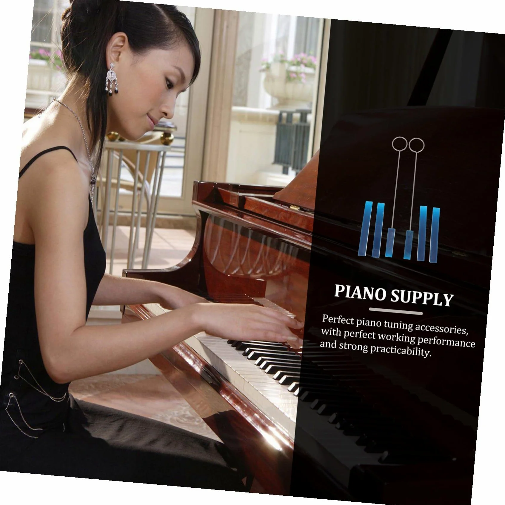 Kit di 6 Pezzi Sordine per Pianoforte in Gomma Liscia, Strumento Muto Inclinato per Accordatura Professionale, Accessori Compatti e Portatili per Manutenzione Pianoforti