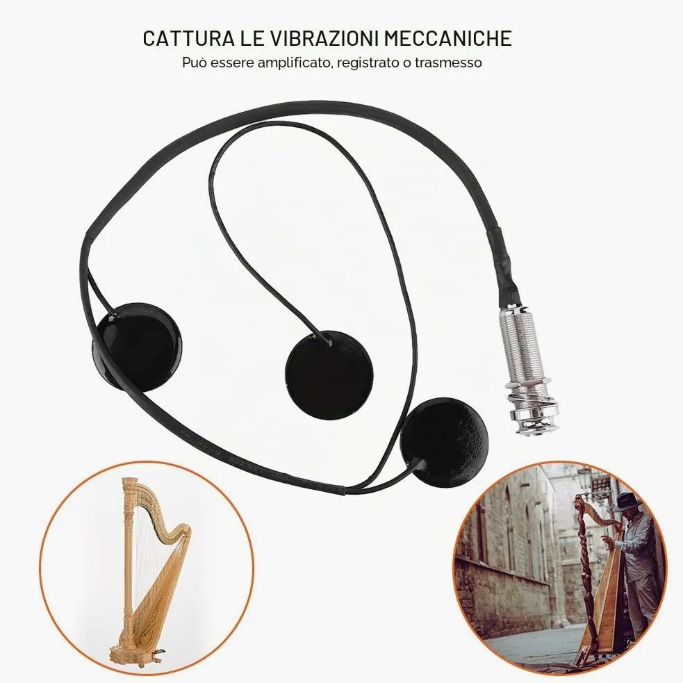 Contatto microfono pickup,piezo microfono pickup Quality Portable Metal Harp Pickup Transducer,for Controllo del Volume per Chitarra Classica Popolare Acustica Violino Ukulele Mandolino Banjo