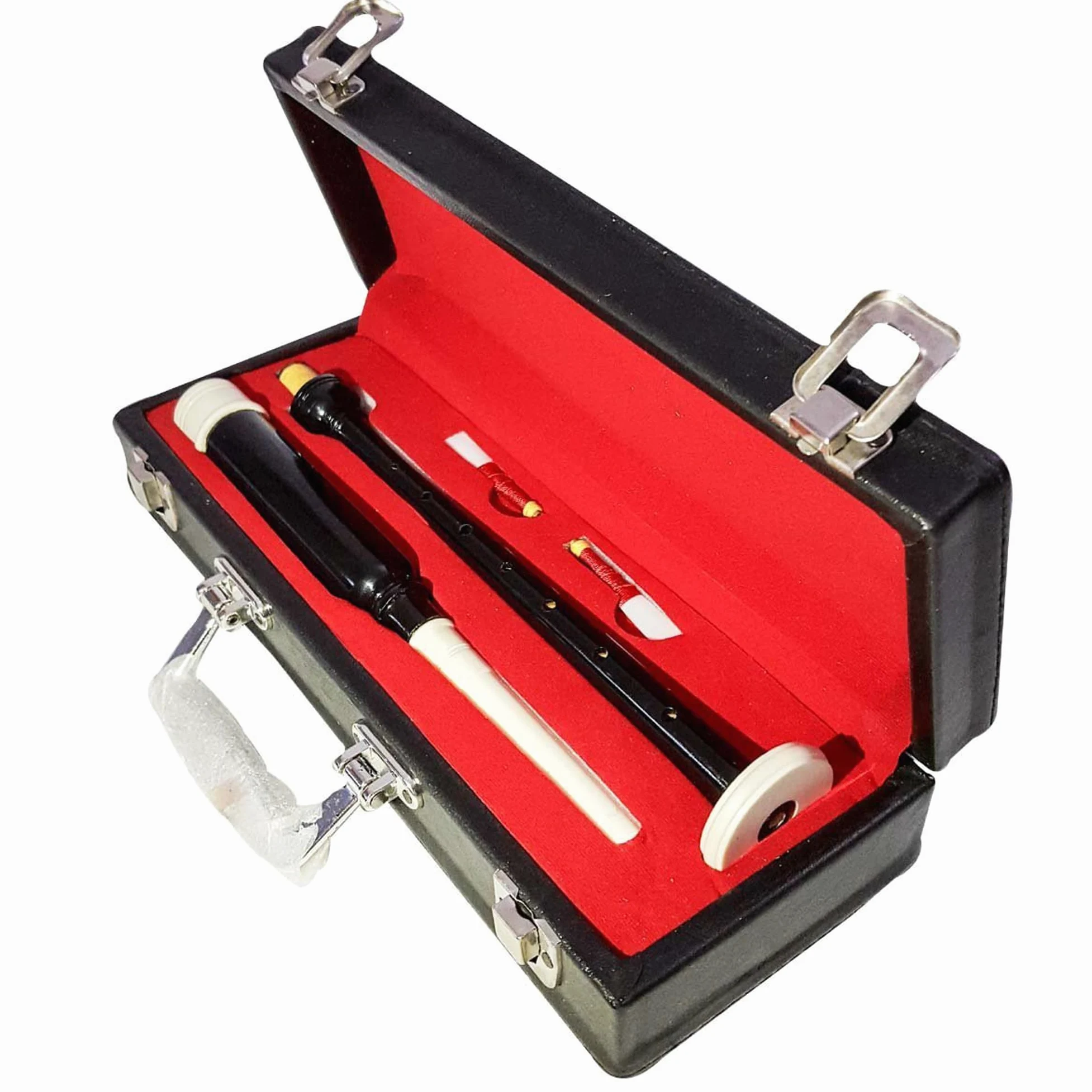 Cornamusa scozzese da pratica in legno di palissandro con suola imitazione avorio, include 2 canne, custodia inclusa