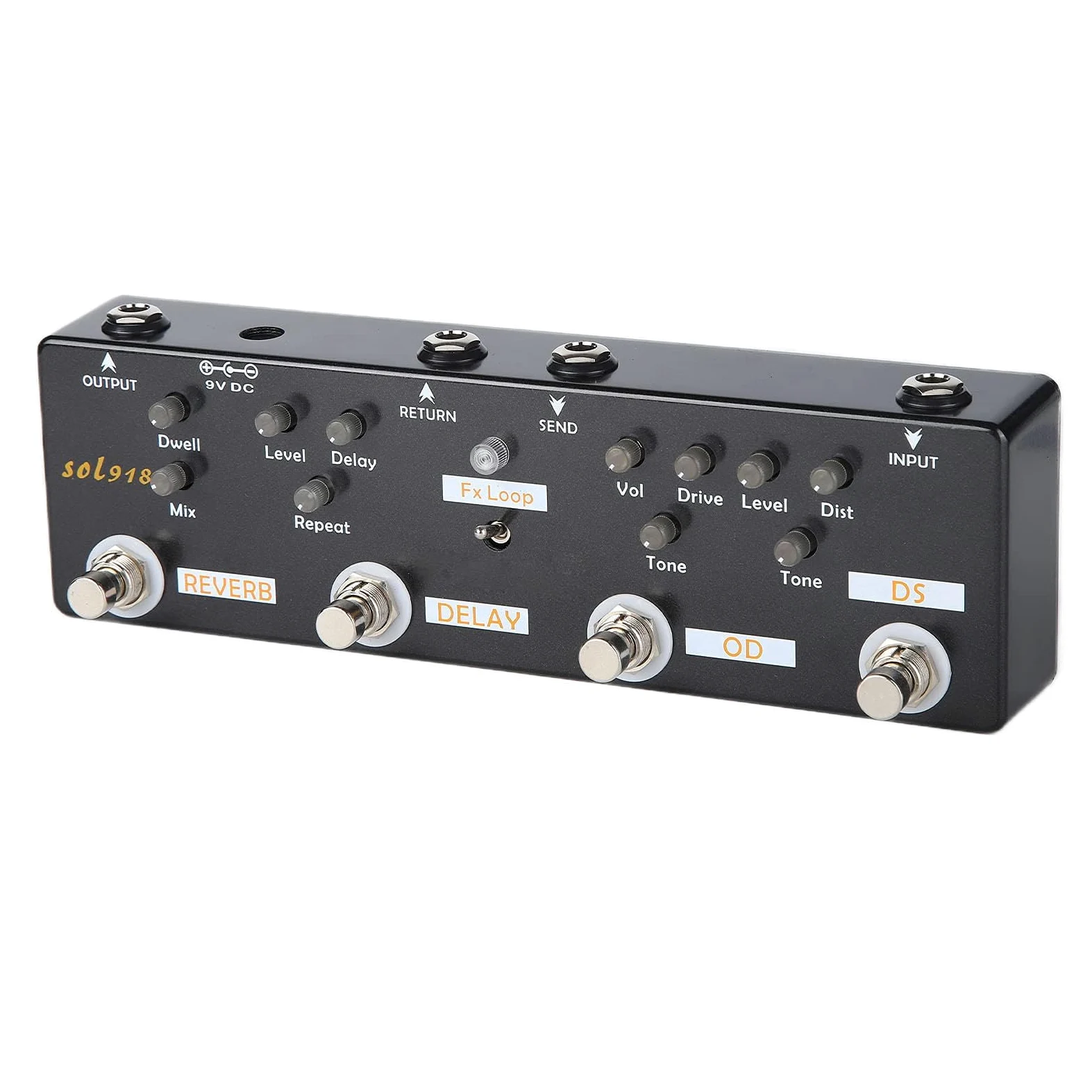 Pedale Multieffetto per Chitarra Overdrive Delay Reverb Distortion Fx LOOP Pedale per Chitarra con Regolazione della Manopola