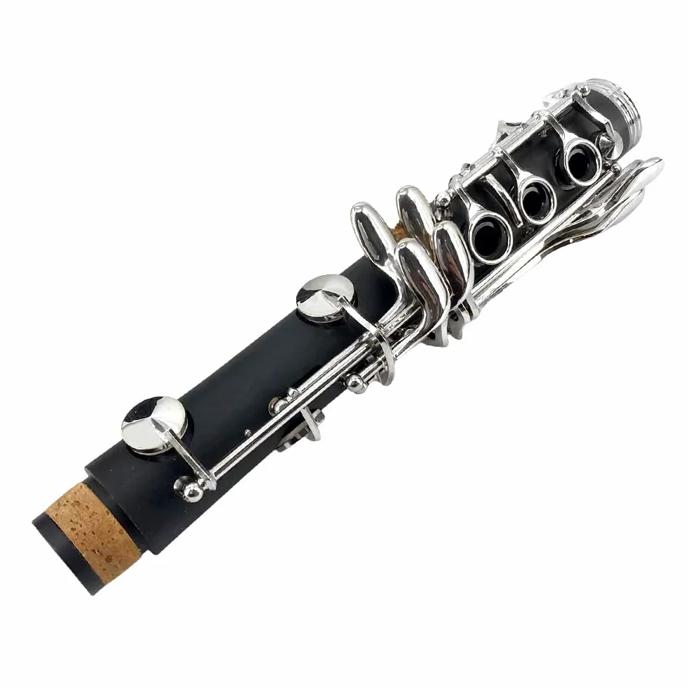 Clarinetto in Ebonite Nero con Chiave di Do, 17 Tasti Nichelati, Borsa da Trasporto e Kit di Cura Professionale Clarinetto di Tuning C con 2 Barre per Principianti e Orchestrine Include