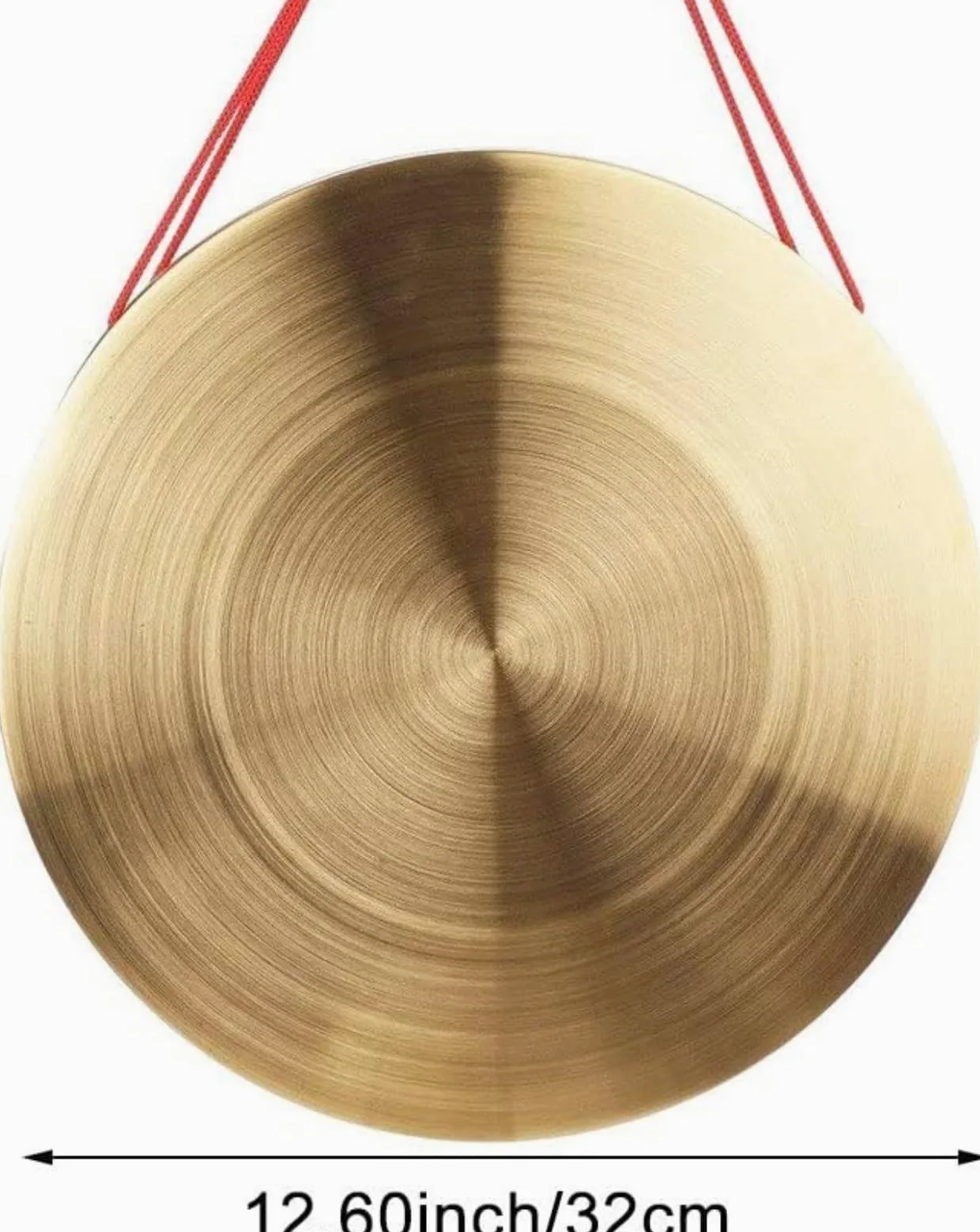 Gong in Ottone da 32 cm – Strumento a Percussione Tradizionale Autentico con Mazzuolo in Legno, Ideale per Cerimonie, Opera, Meditazione ed Eventi (42cm)