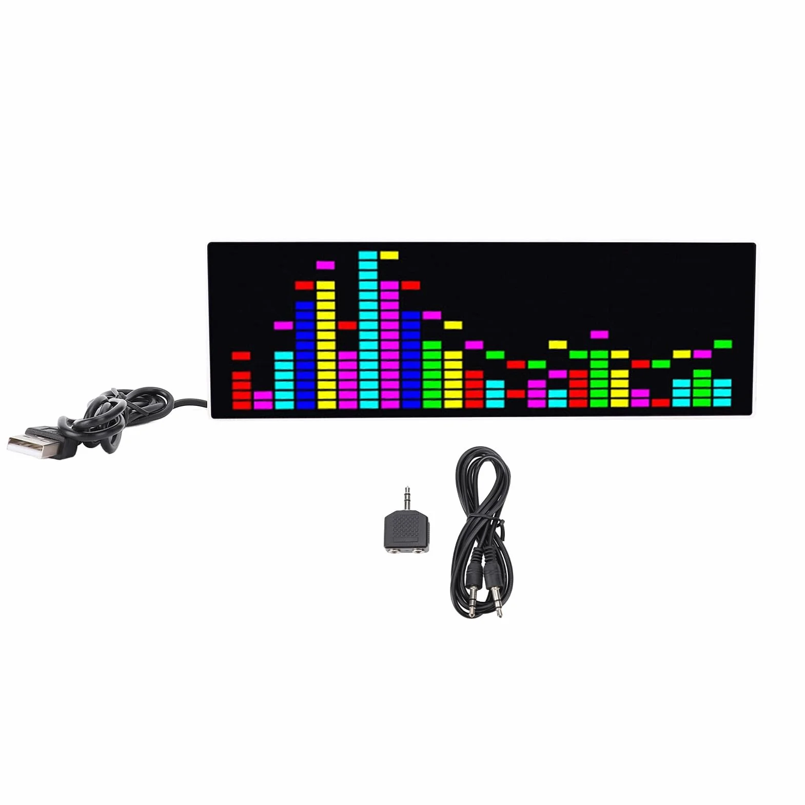 Display dello spettro musicale, analizzatore musicale a LED, analizzatore dello spettro audio, misuratore di controllo del suono colorato, 12 effetti dinamici e 7 effetti cromatici