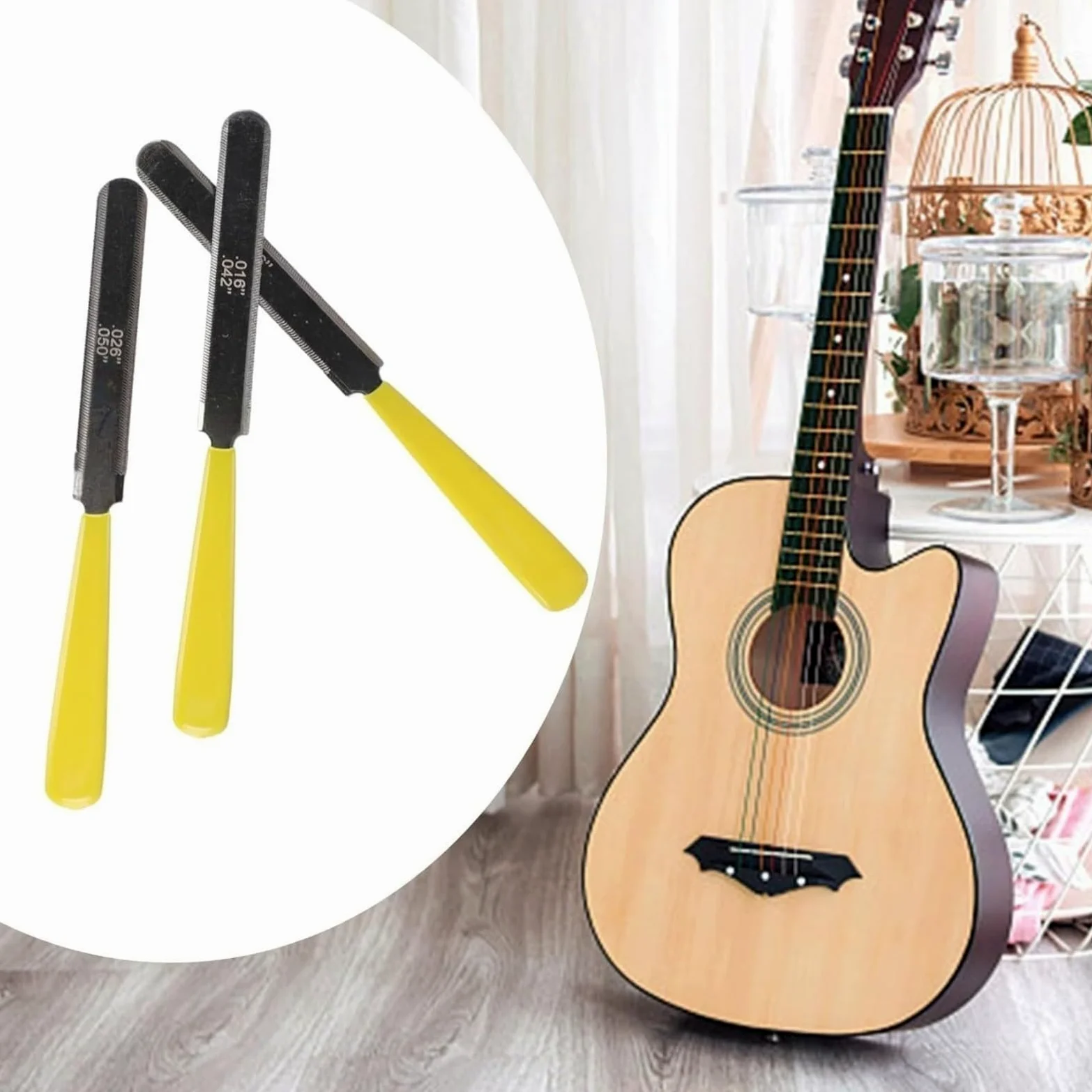 Set di 3 lime per capotasto per chitarra, progettate per uso professionale liutaio