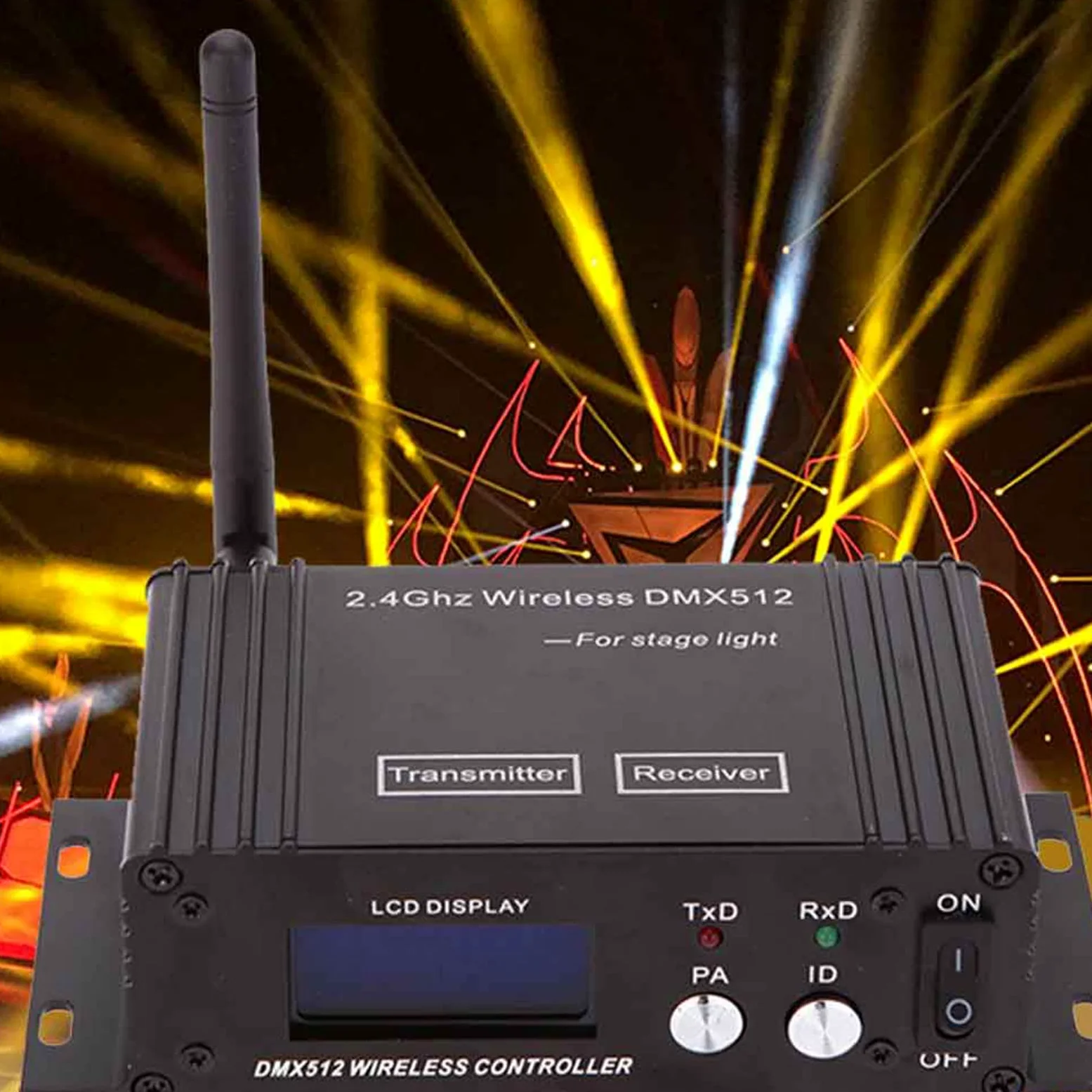 HUIOP Trasmettitore Senza Fili,2.4 G Wireless 512 Controller trasmettitore Ricevitore Display LCD Potenza ripetitore Regolabile Illuminazione Controller