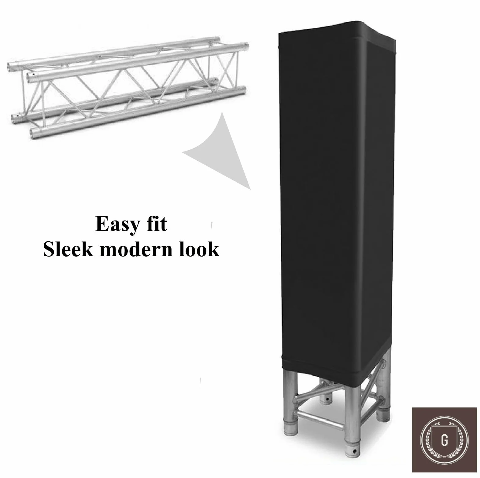 Coppia di cover totem in spandex, truss cover 30 x 30 cm, scelta di 5 altezza (bianco, 300 cm di altezza)
