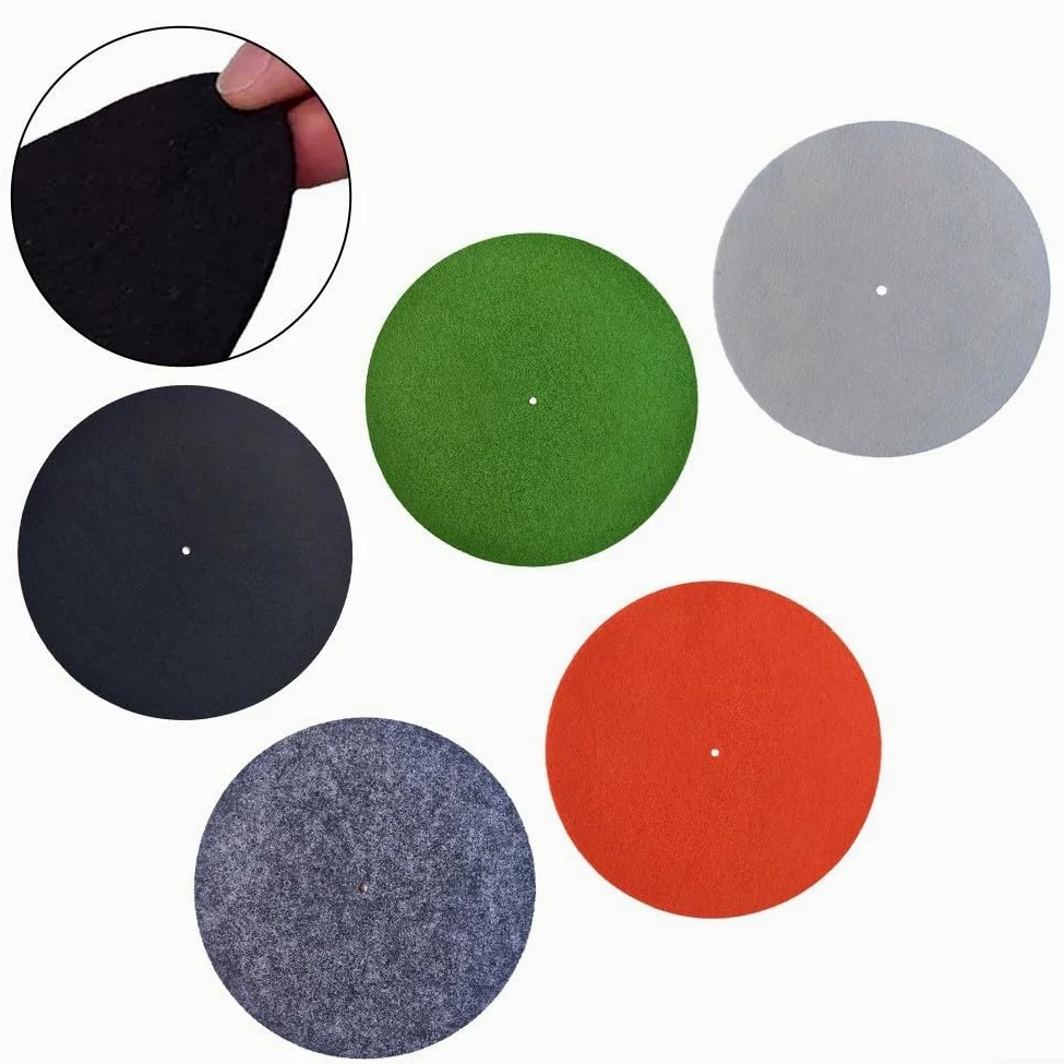 Tappetino per giradischi in feltro per fonografi e lettori CD, antiscivolo, in vinile, stampa digitale, in tinta unita, diametro 295 mm, morbido feltro protettivo (295 cm, verde)