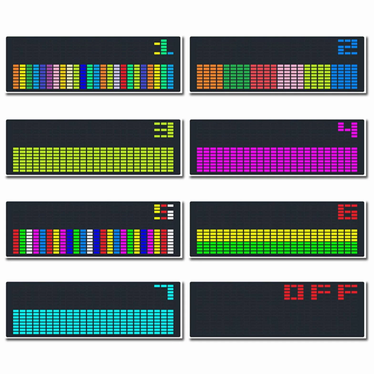 Display dello spettro musicale, analizzatore musicale a LED, analizzatore dello spettro audio, misuratore di controllo del suono colorato, 12 effetti dinamici e 7 effetti cromatici