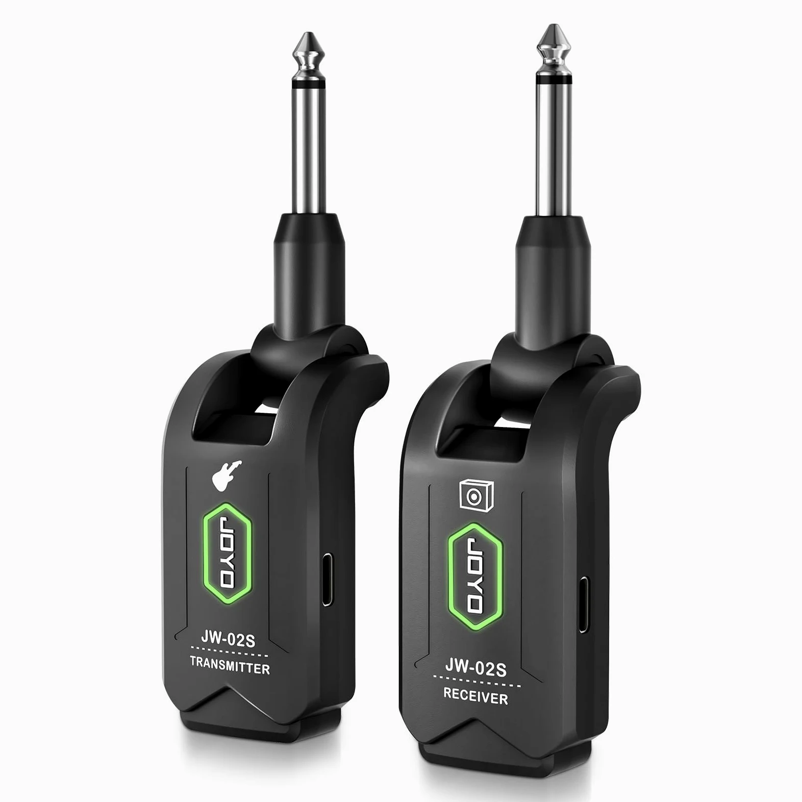 JOYO Sistema di chitarra wireless da 5,8 GHz, ricevitore audio ricaricabile con 4 canali di segnale per chitarra elettrica, basso 20 m (JW-02S)