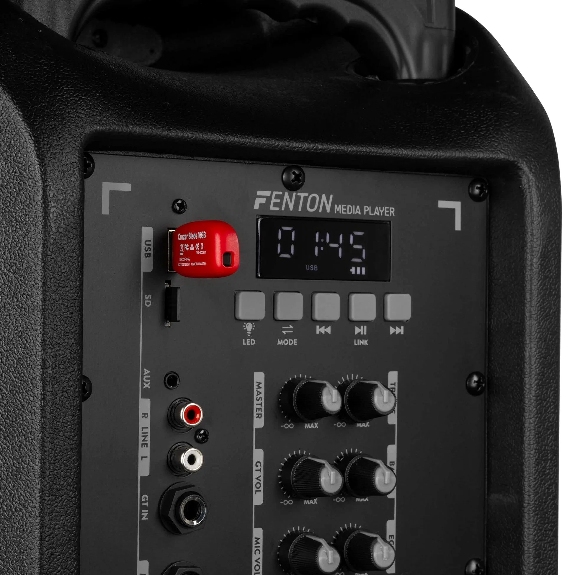 FENTON 170.161 FT10MK2 Sistema Portatile attivo da 450W, con illuminazione LED RGB Woofer da 10” con BT/USB / MP3 e Microfono UHF, Nero (450, Watt)