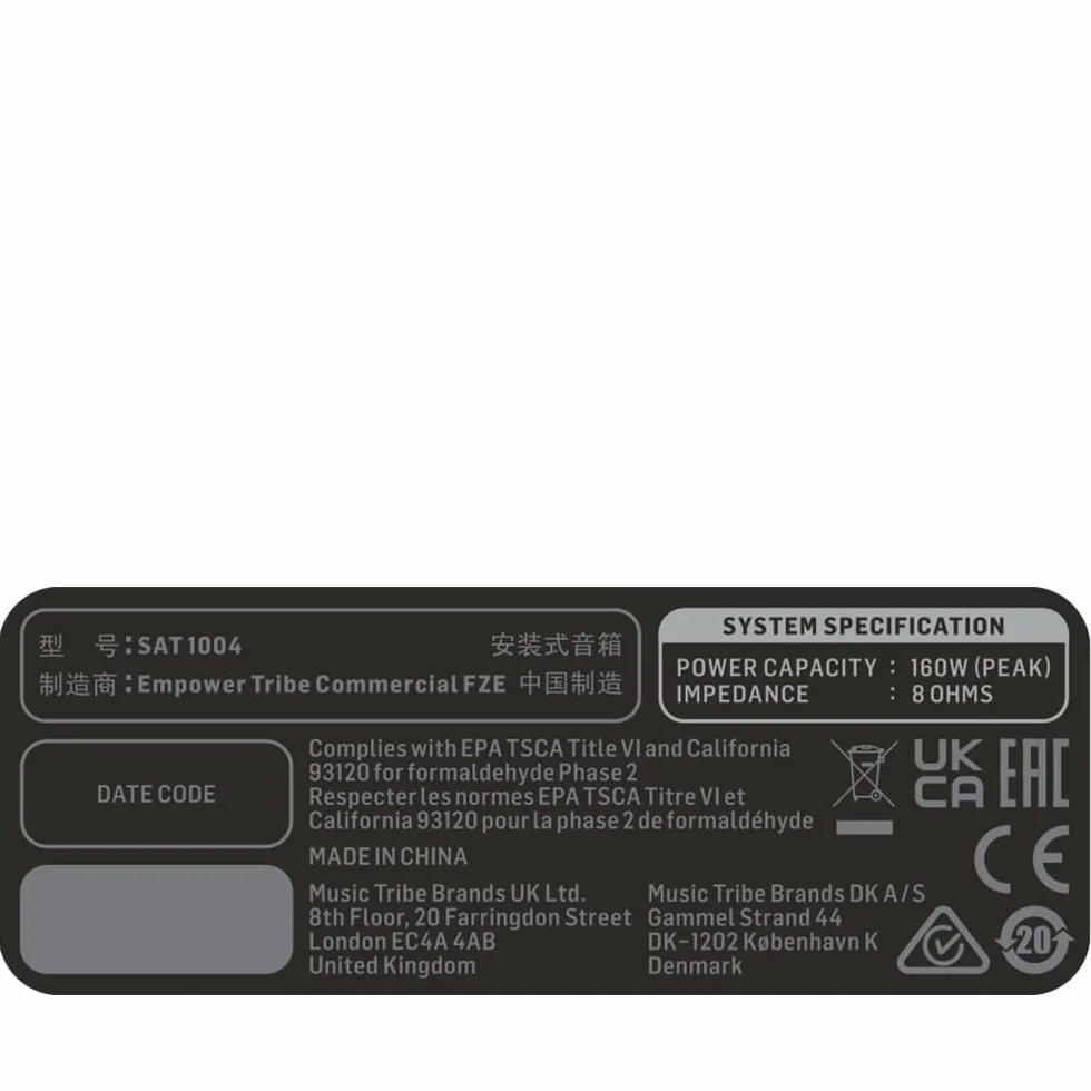 Behringer Installed Loudspeaker SAT 1004, Nero