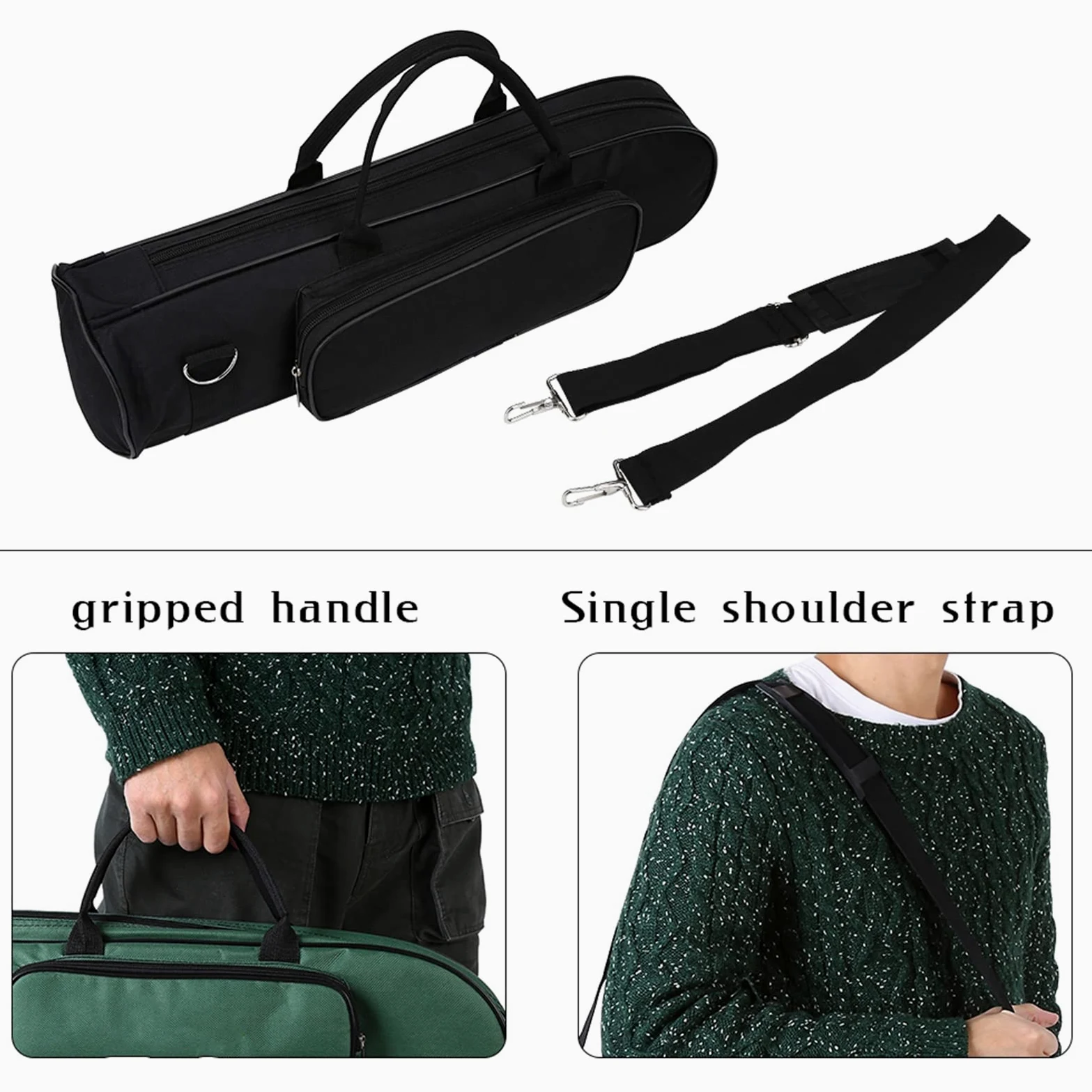 Borsa per tromba, Borsa per tromba imbottita in tessuto Oxford, Custodia piccola per tromba Borsa per tromba Custodia impermeabile per tromba addensata con tracolla (Nero)
