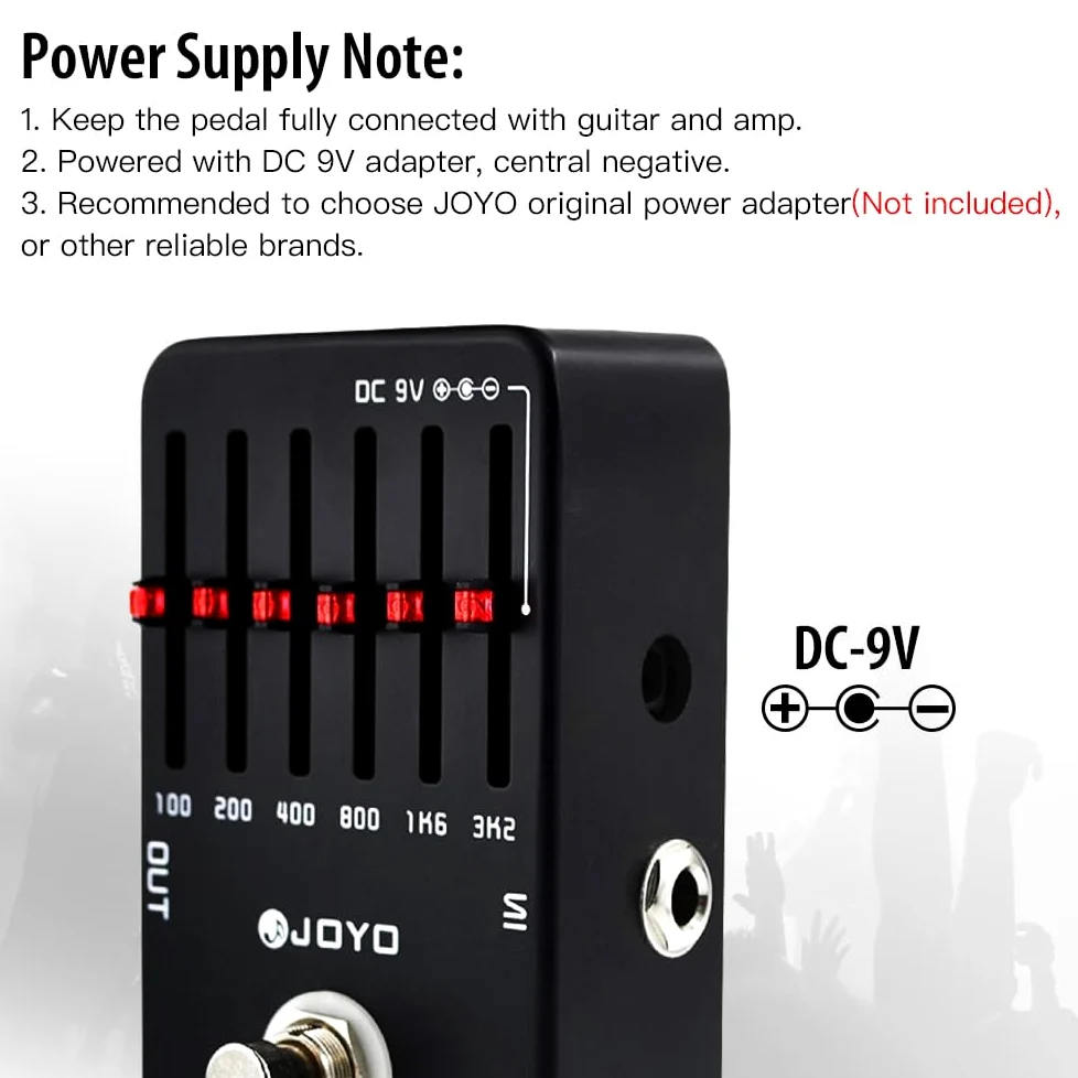 JOYO Equalizzatore per chitarra elettrica a pedale EQ a 6 bande (100Hz 200Hz 400Hz 800Hz 1.6kHz 3.2kHz) Fornisce ± 18 dB per ciascuna banda (JF-11)