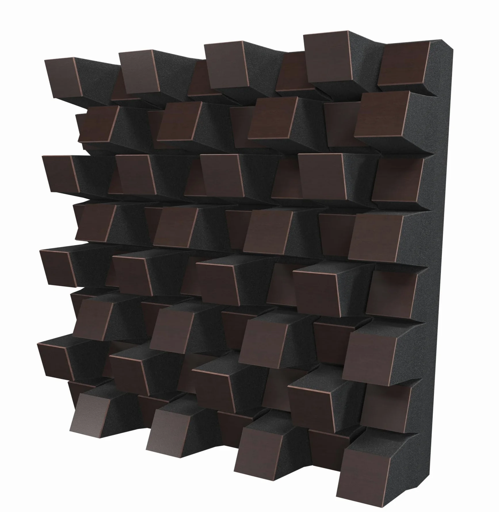 Set di 2 diffusori acustici | Diffusione e assorbimento sonora 2D | 50x50 cm | Pannelli artistici da parete | Controllo del rumore e riduzione dell'eco | [SIRIUS (150mm) | Wengé]