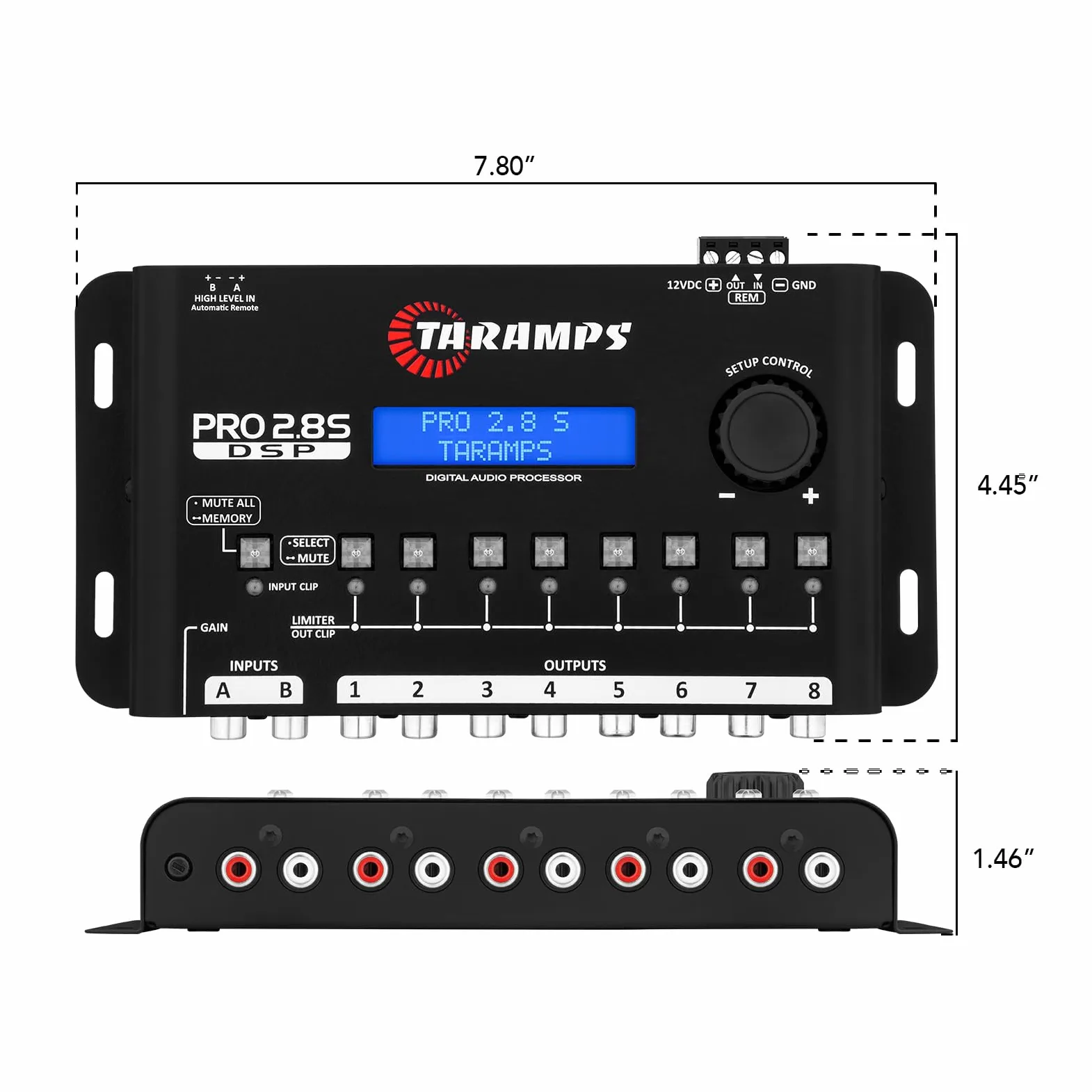 DSP Taramps Pro 2.8S Crossover Full Digital Signal Audio Processore ed equalizzatore con sequencer Equalizzazione grafica a 15 bande 12 equalizzazione preimpostata 2 canali in ingresso e 8 canali Out