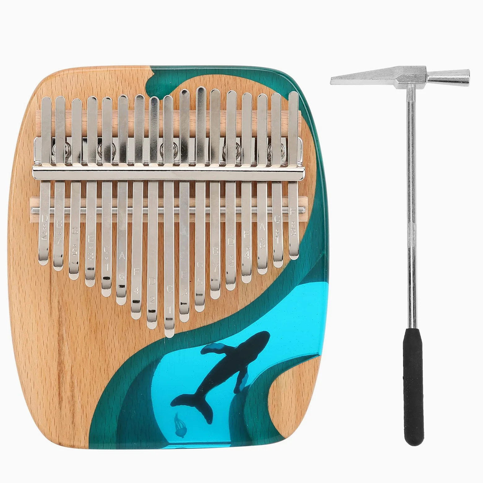 Kalimba 17 Key Finger Strumento musicale per pianoforte con adesivo Pollice in mogano Regali per pianoforte per bambini e principianti di pianoforte Professionale
