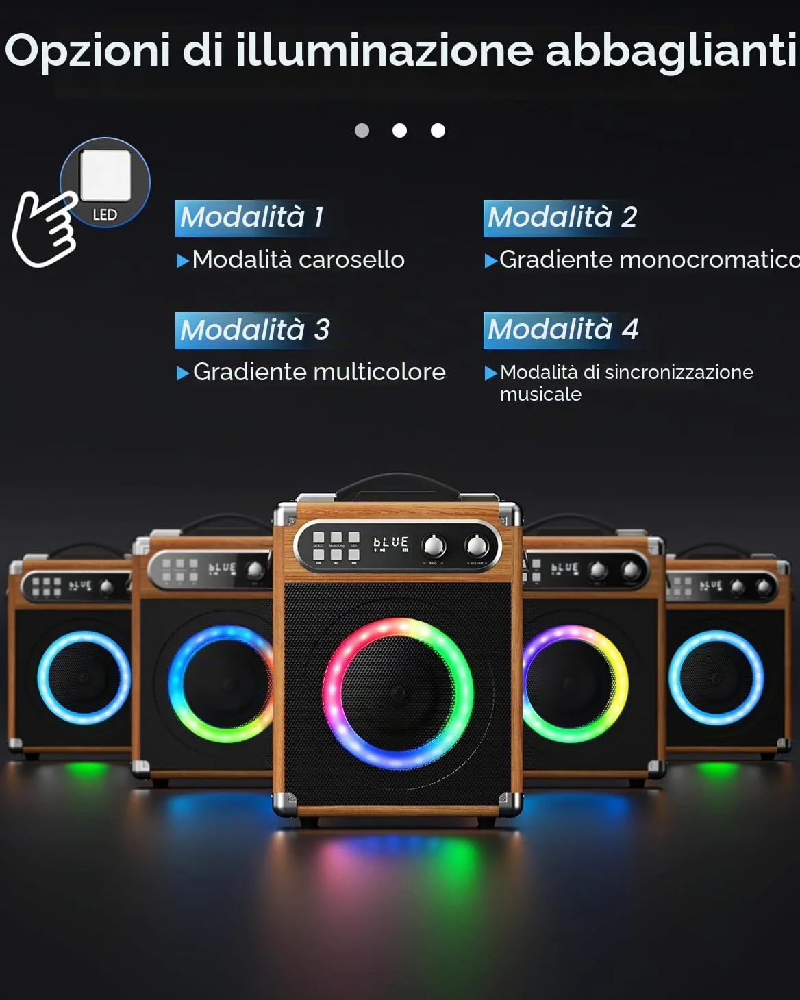 Karaoke Macchina portatile Karaoke professionale con 2 microfoni wireless UHF, sist. PA con lampada DJ, ideale per karaoke familiare, feste di canto, feste di matrimonio, matrimonio