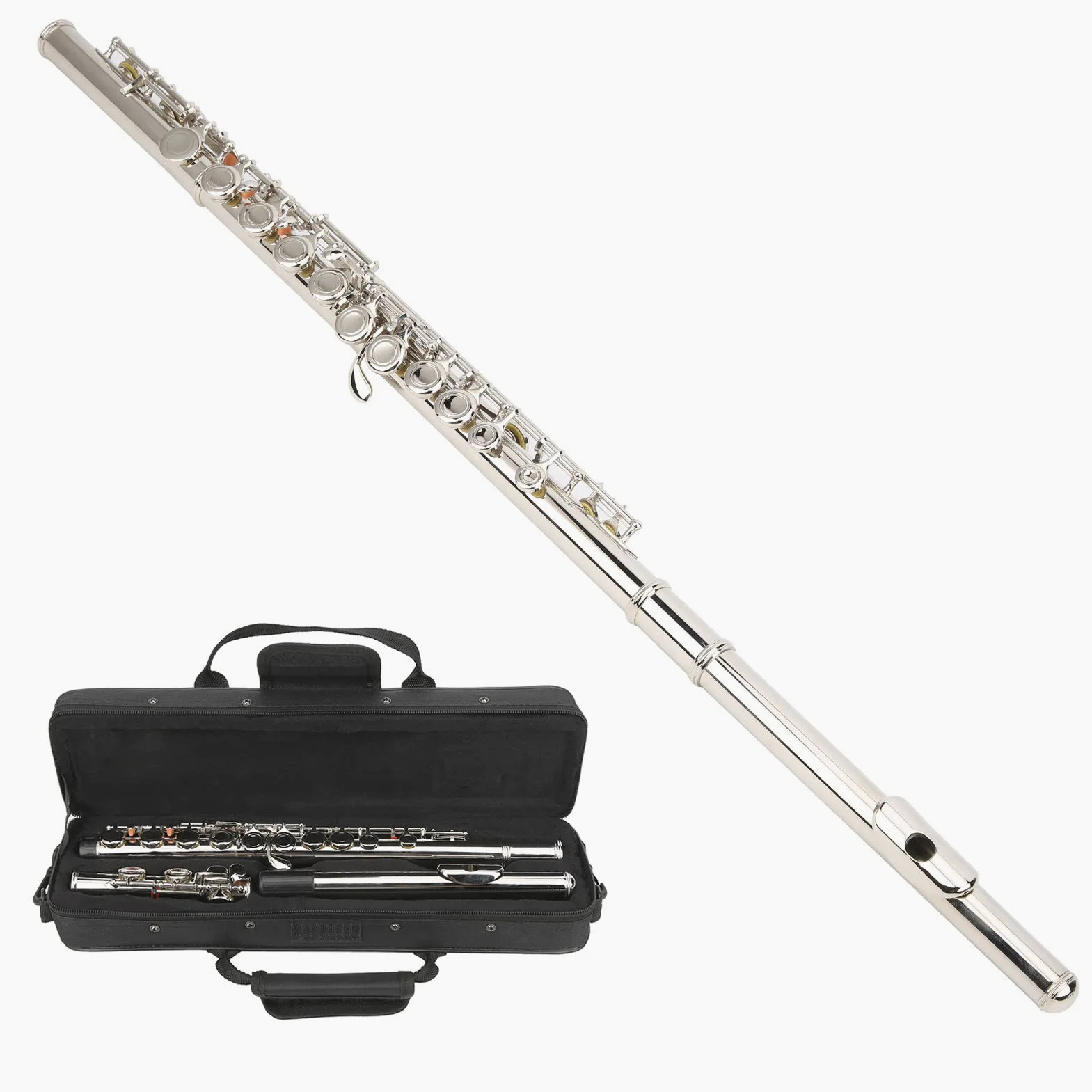 Flauto d'argento, alta qualità squisita ed elegante flauto a 16 fori C buona pertormance principianti per la casa(Silver)