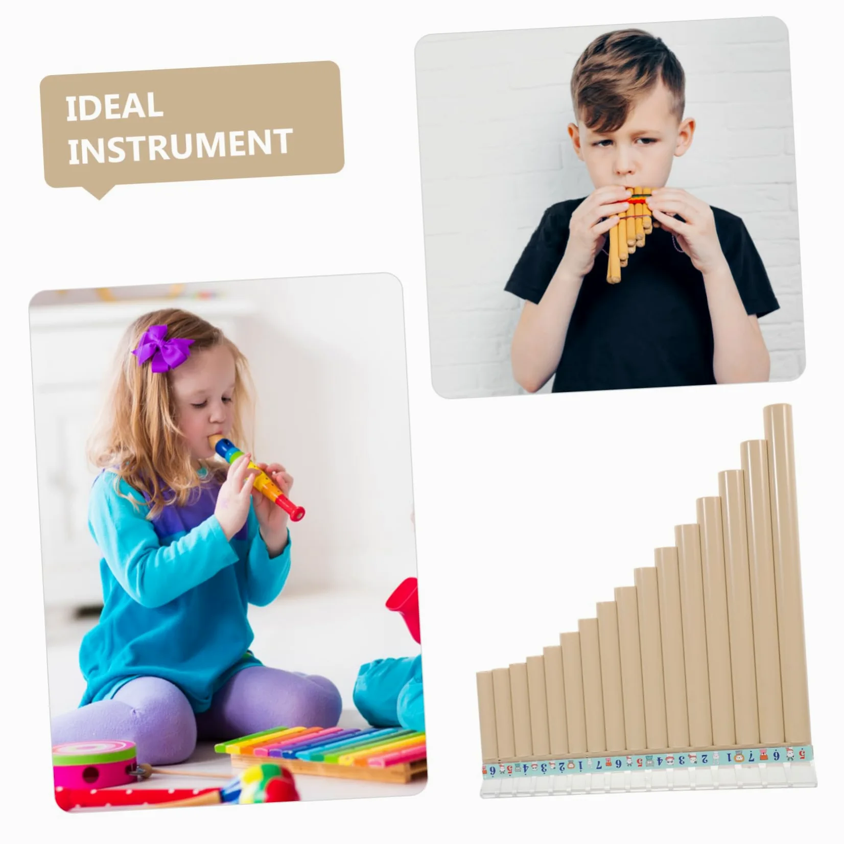 ifundom Flauto di Pan in Resina Chiave Do 16 Canne Bianco per Principianti Strumento Musicale Didattico per Ragazzo Ragazza Portatile per Esercizio Manuale e Coordinazione