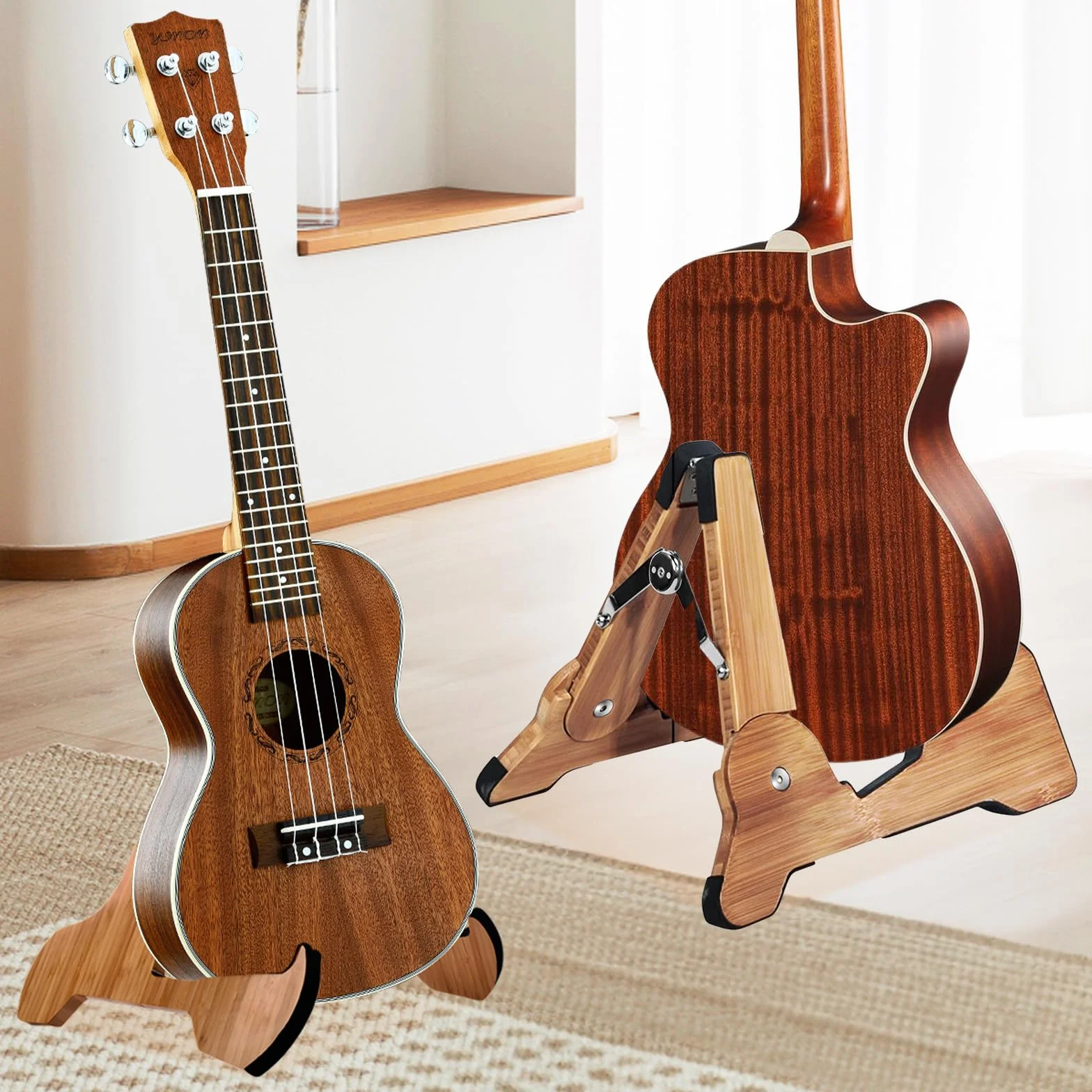 SUNOYA Supporto per Chitarra Pieghevole, Portatile e Stabile, per Chitarra Classica, Acustica ed Elettrica