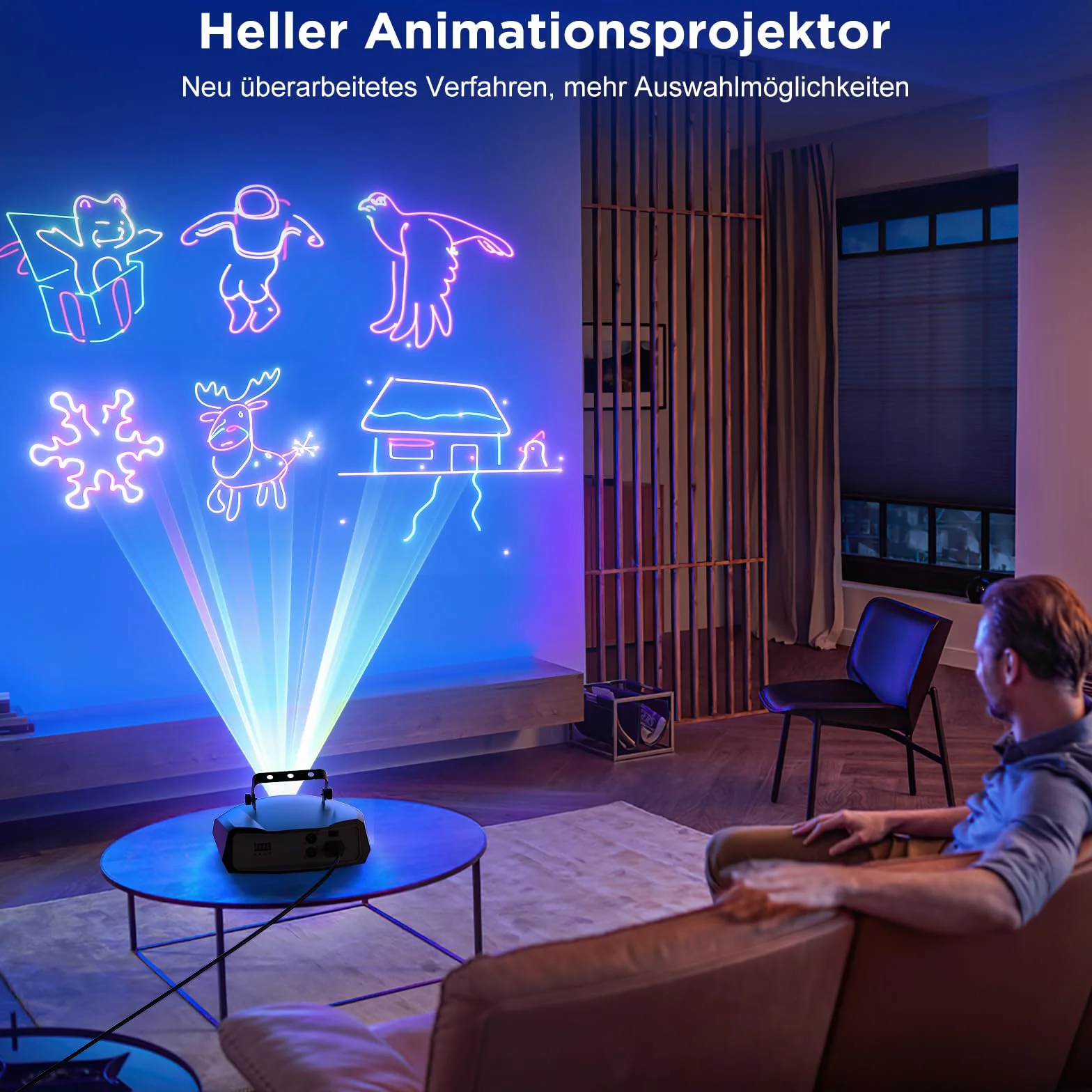luce da festa, animazione 3D faidate luce da discoteca DJ con app Bluetooth, luce di animazione e DMX512, adatta per feste, club, bar, Halloween, Natale