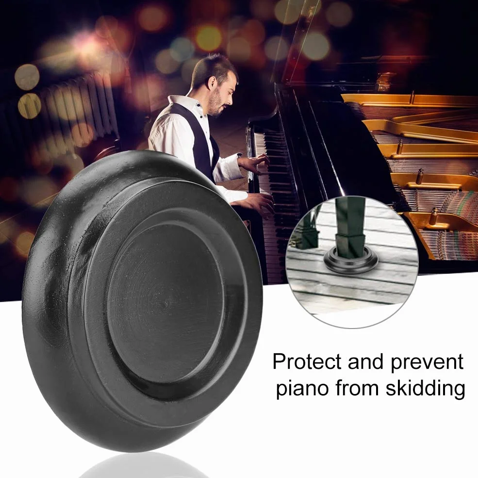 Dilwe Pattini per Pianoforte Dritto, 4 Pattini Rotondi in Legno, Accessorio per Pianoforte Dritto