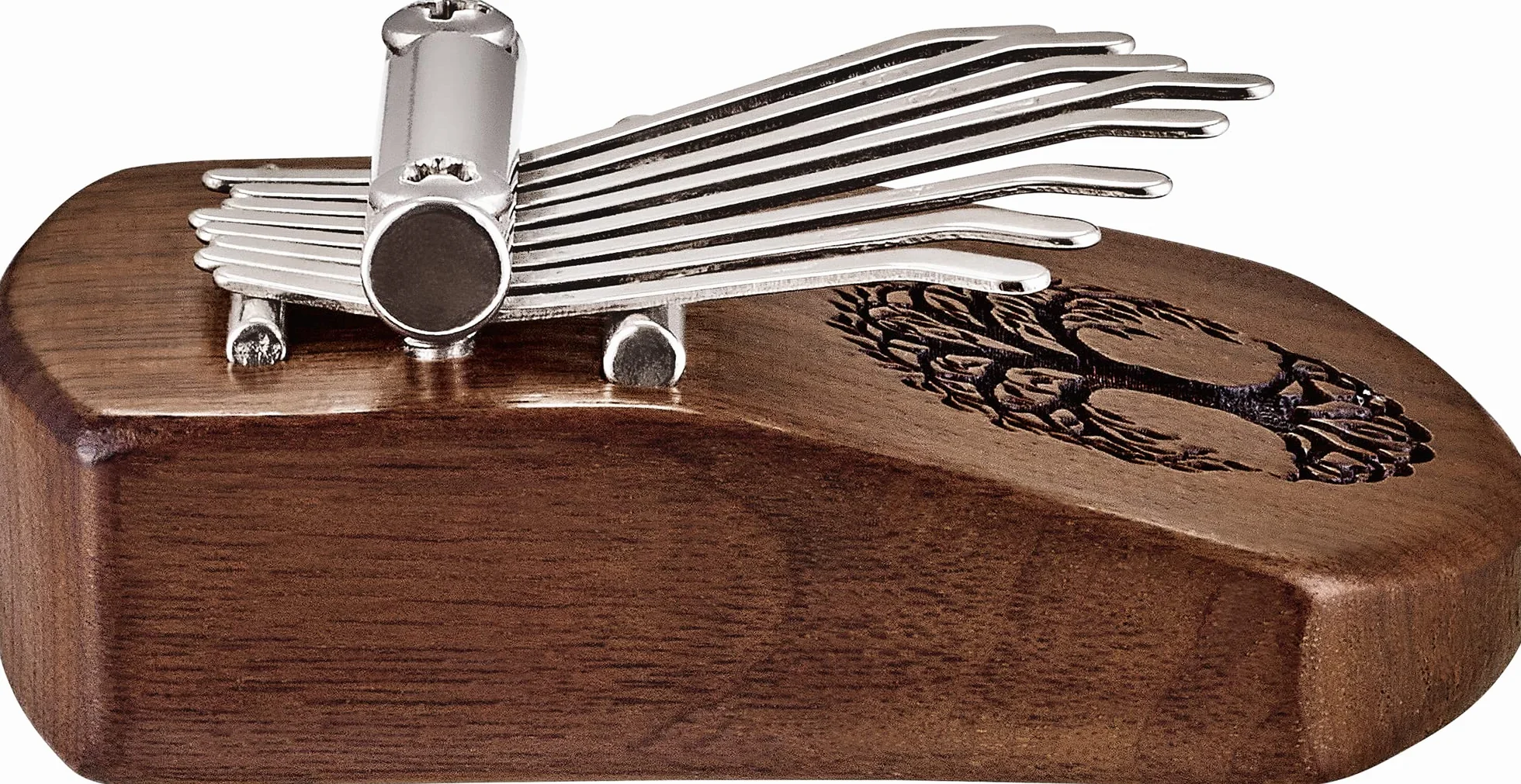 Sonic Energy Solid Body Kalimba – 8 note in C Major – Per Meditazione, Yoga e Percussioni – Legno di Noce Scuro, Tree of Life Relief (KL801TOL)