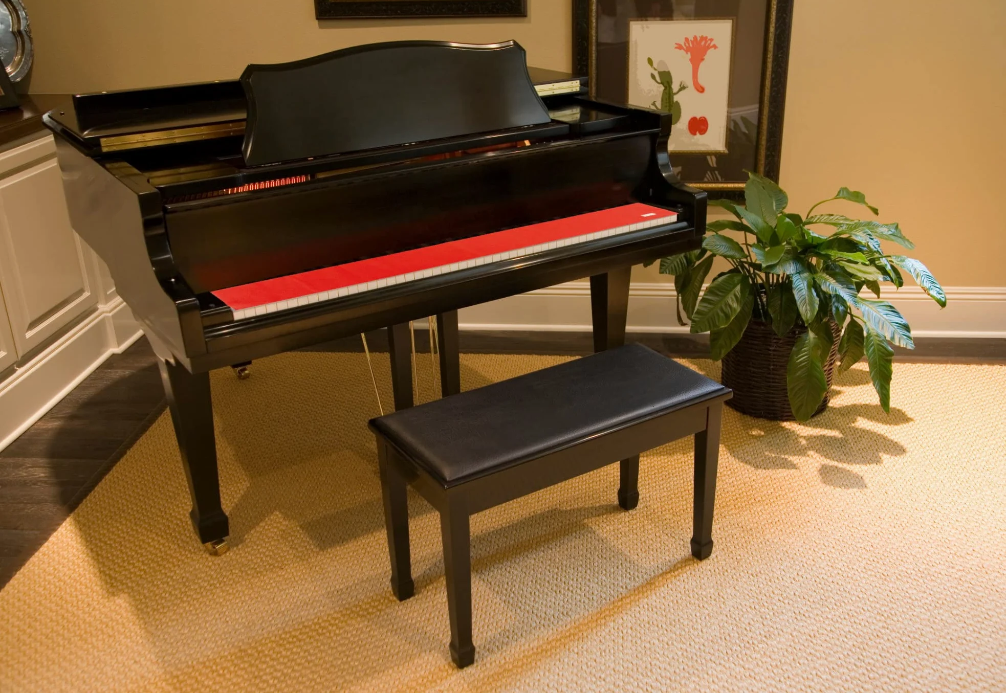Copritastiera Modello “Kirstein” - Protezione dalla polvere in feltro di alta qualità - Copritastiera per pianoforte, pianoforte a coda e digital piano - Rosso
