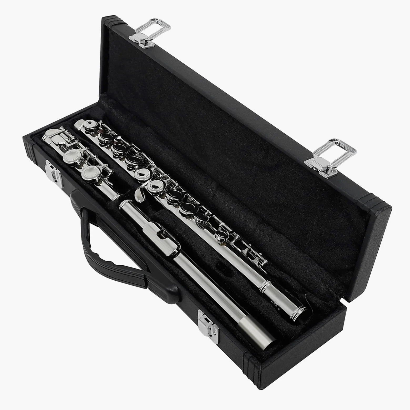 Andoer® Flauto traverso in rame nickel, placcato in argento, 16 fori C Tonart strumento a fiato con sughero, panno di pulizia, guanti, mini cacciavite con scatola imbottita.