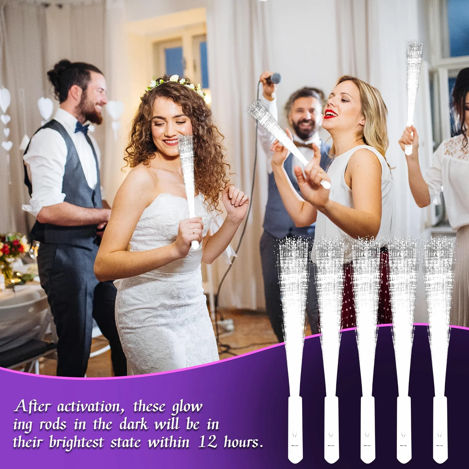 Vegena Set di 30 barre luminose a LED in fibra di vetro, per matrimoni, 3 modalità, barre luminose a LED, in fibra di vetro, per feste e concerti