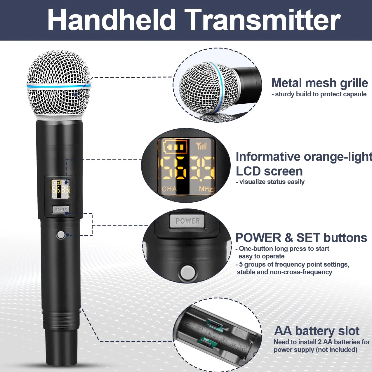 Depusheng R4 microfono wireless karaoke UHF corpo in metallo professionale 4 canali system microfono portatile senza fili, adatto per la casa KTV, chiesa, prestazioni