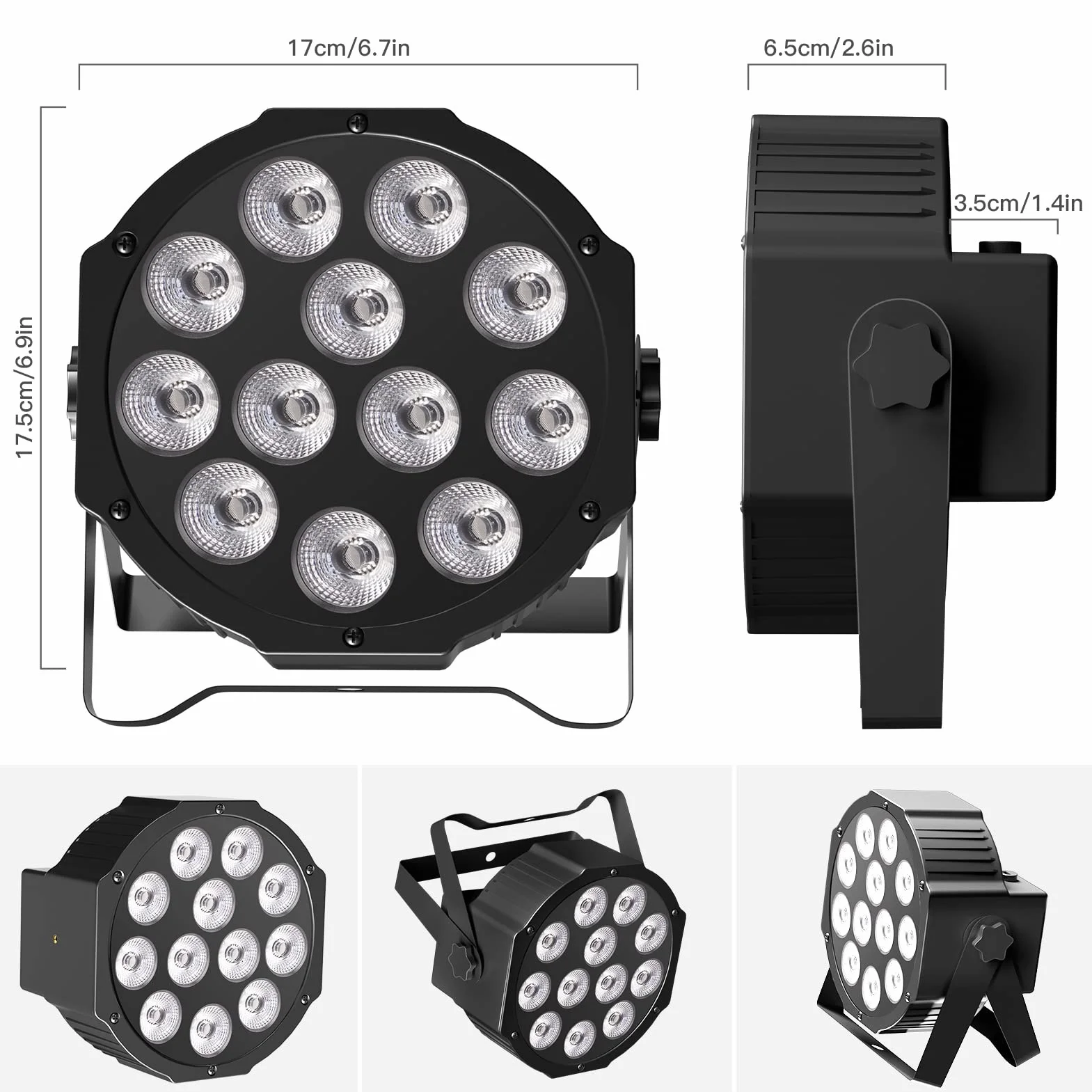 4 Pezzi RGBW Ricaricabile Par LED Batteria, 12 LED Luci da Palco con Telecomando e Funzione Timer, 8CH Illuminazione Palco per Feste DJ Bar Banda Concerto Club Christmas