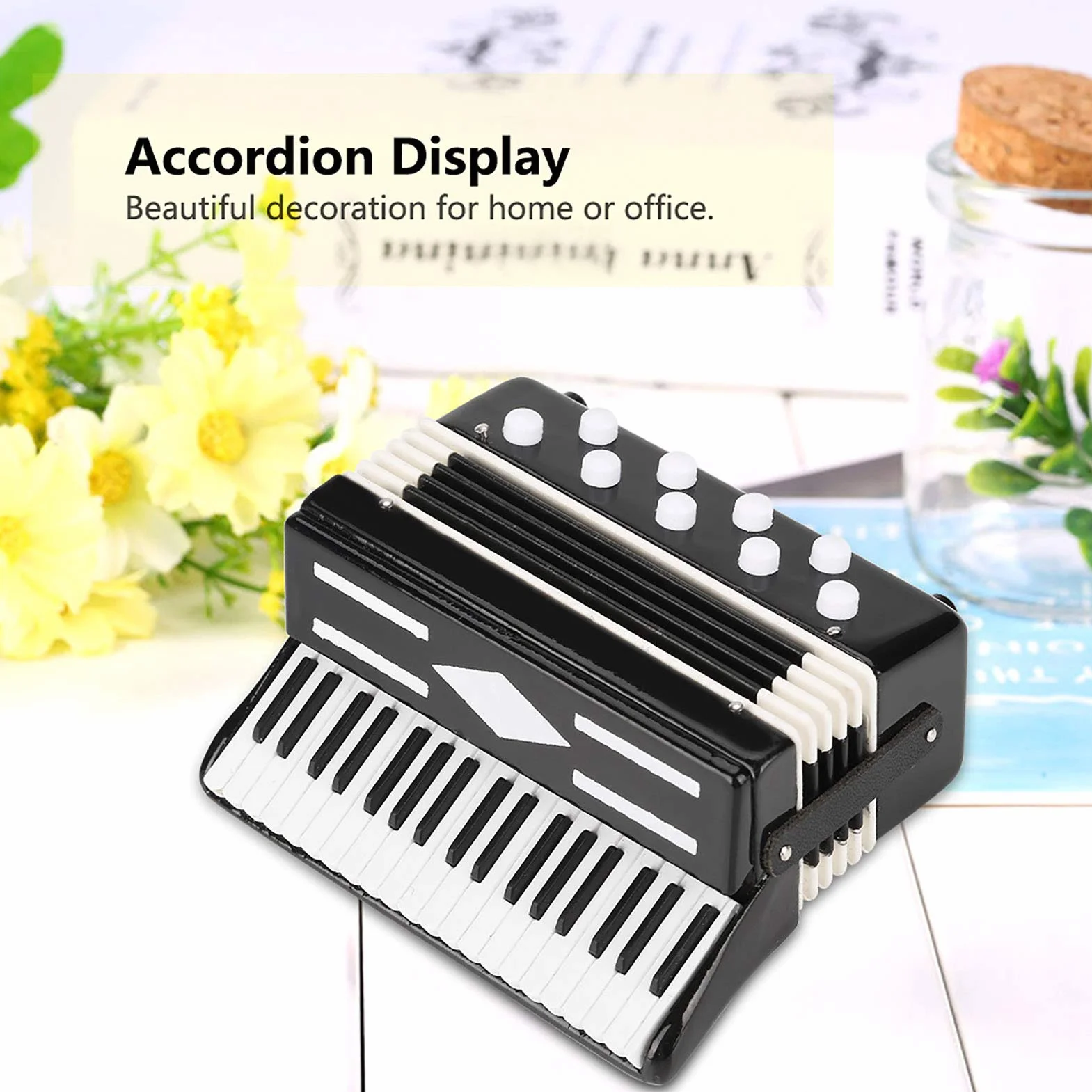 Moo di Fisarmonica In Miniatura, Display per Fisarmonica da 3 Mini Ornamenti Decorativi per Strumenti Musicali con Scatola