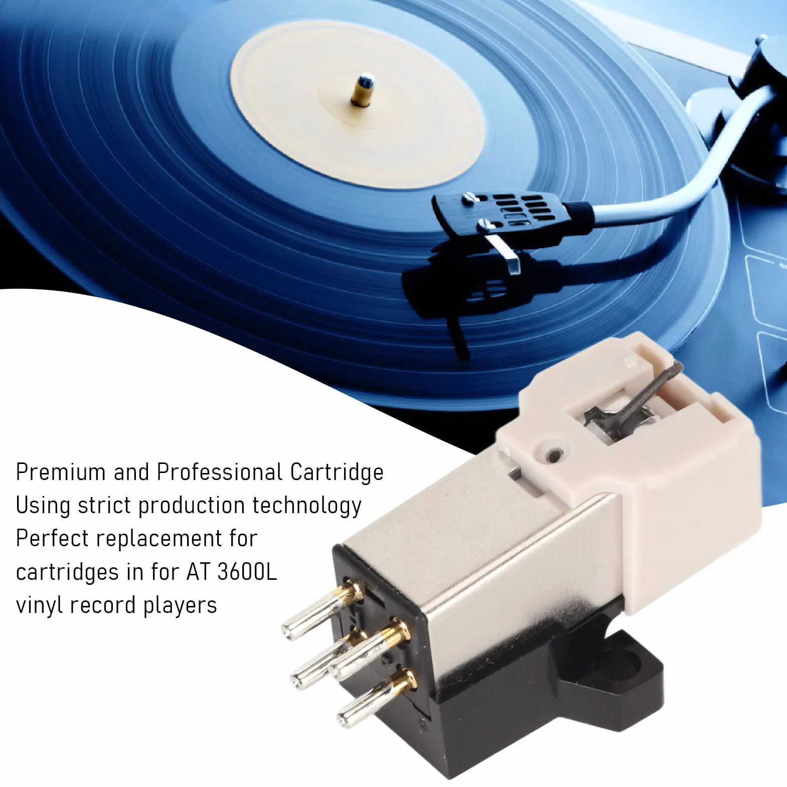 Puntina per Cartuccia Magnetica, Ago in Materiale Premium, Cartuccia per Giradischi Magnetica Ad Alte Prestazioni per Giradischi in Vinile AT 3600L