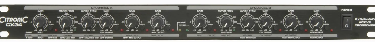 Citronic CX34 2/3/4Way Active Crossover