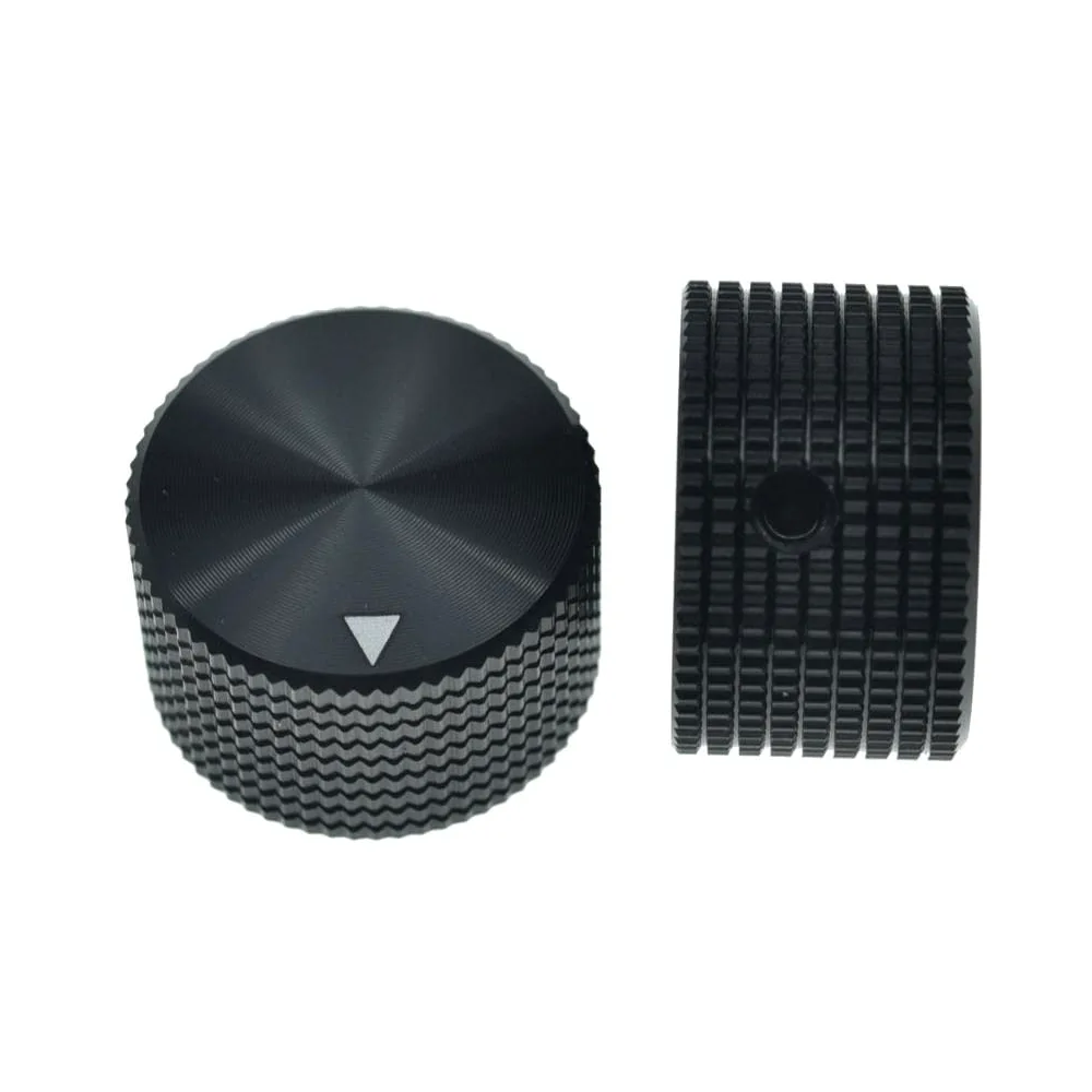 Dopro Manopole per potenziometro, in alluminio, 25 x 15,5 mm, universali da 1/4", con indicatore e vite per chitarra, basso, pedale effetto colore: nero