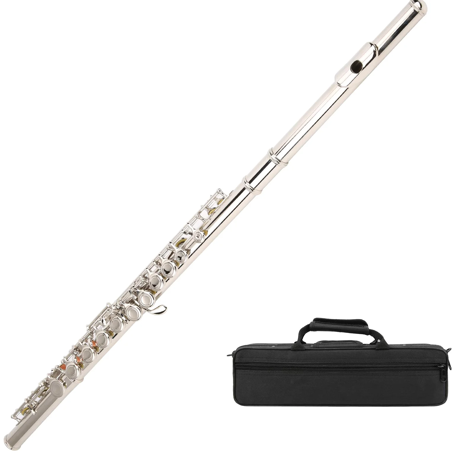 Flauto d'argento, alta qualità squisita ed elegante flauto a 16 fori C buona pertormance principianti per la casa(Silver)