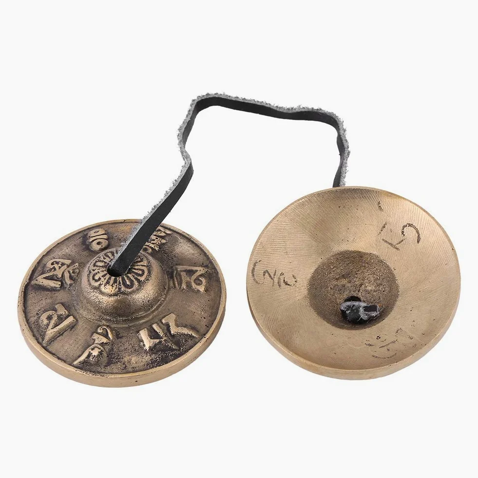 Piatto Tingsha, piatto da dito in ottone, campanelli Tingsha in ottone per la meditazione, strumento musicale religioso buddista