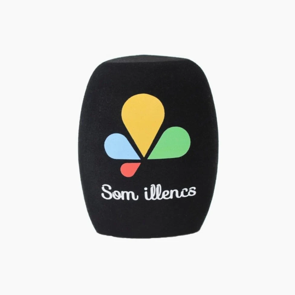 2 Pezzi Logo personalizzato su microfono in schiuma antivento copertura in schiuma per microfono parabrezza con logo stampato per interviste TV, trasmissioni, radio stazioni microfoni (nero)